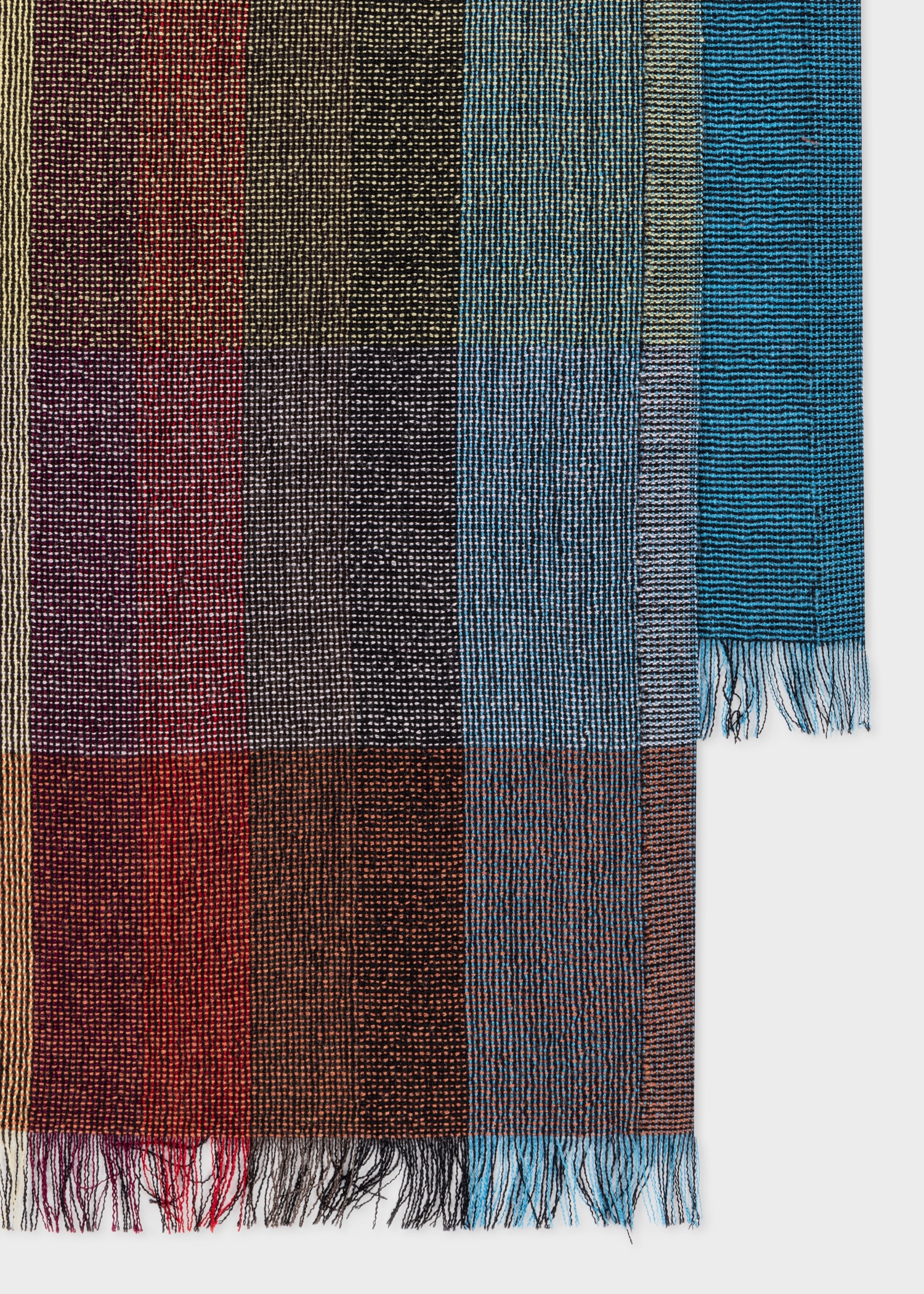 Wool-Silk 'Signature Stripe Check' Scarf - 2