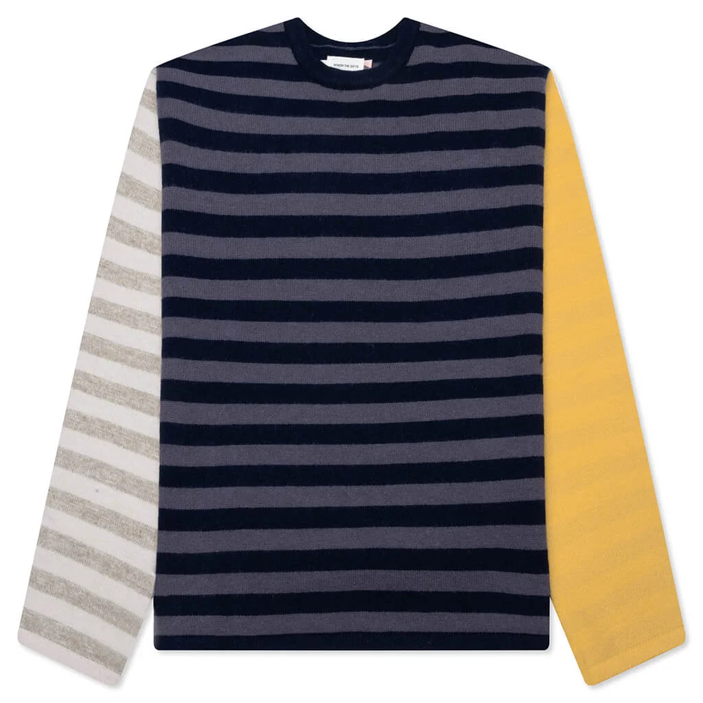 MULTI STRIPE CREWNECK - NAVY - 1