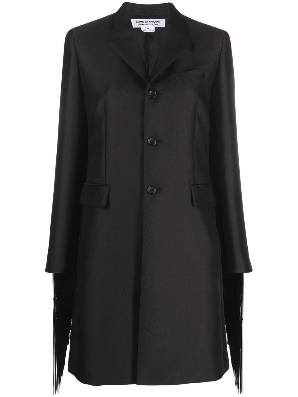 fringe-sleeve single-breasted coat - 2
