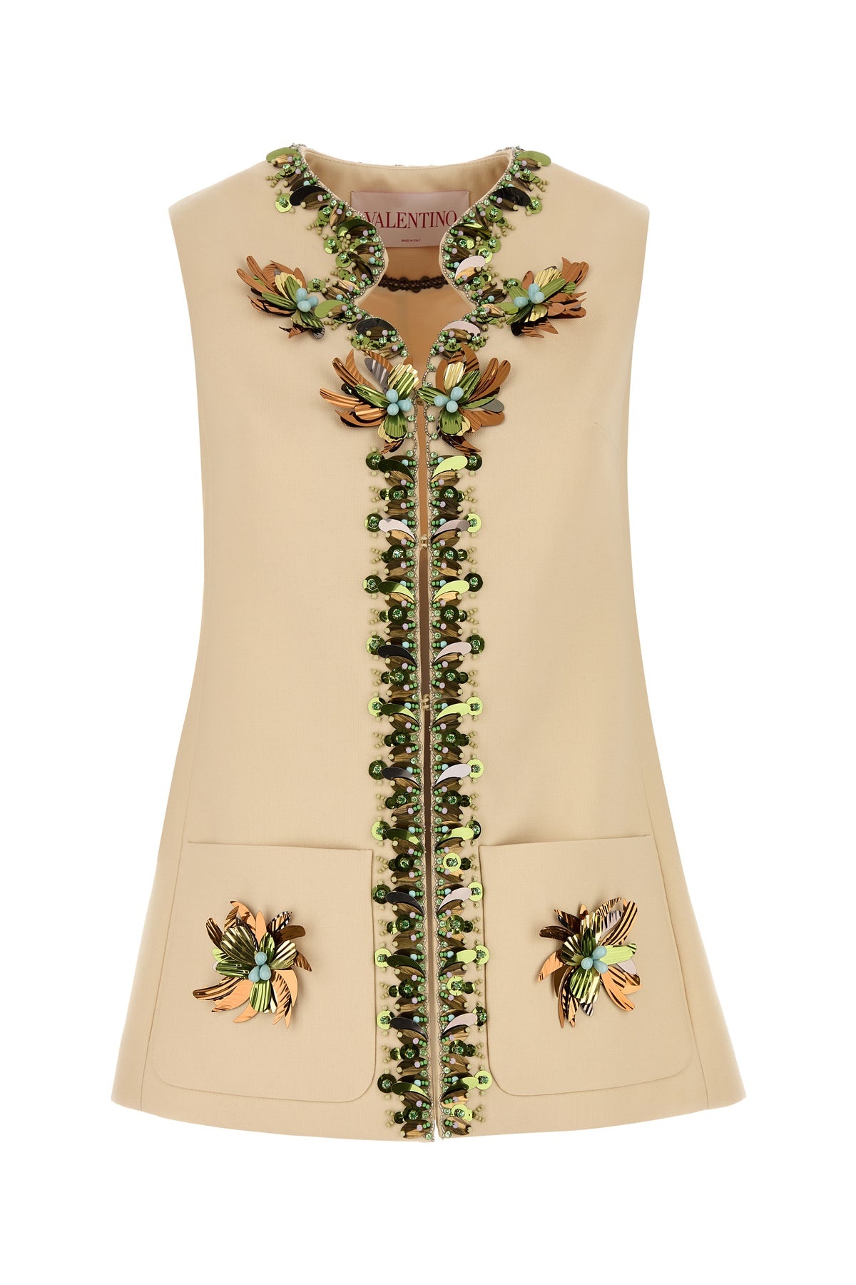 Cream wool blend vest - 1