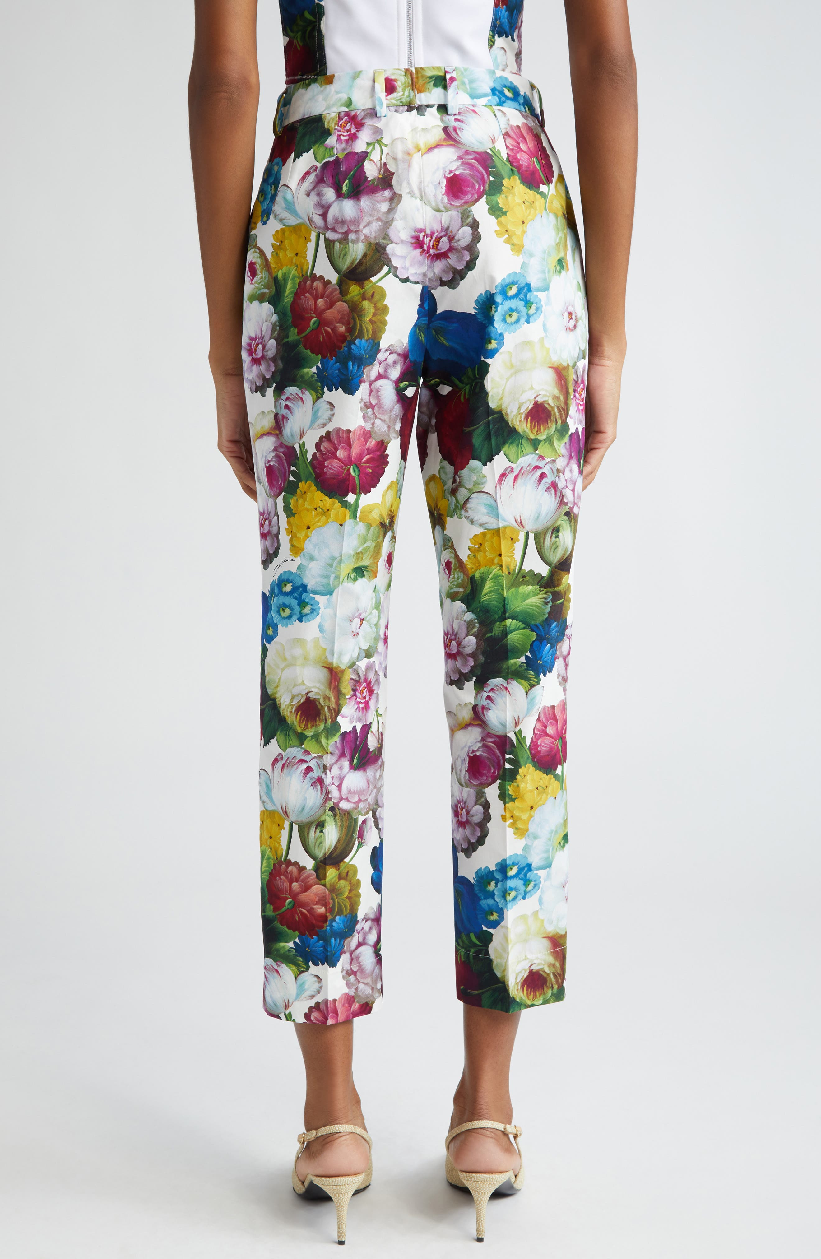 Floral Cotton Poplin Crop Trousers - 3