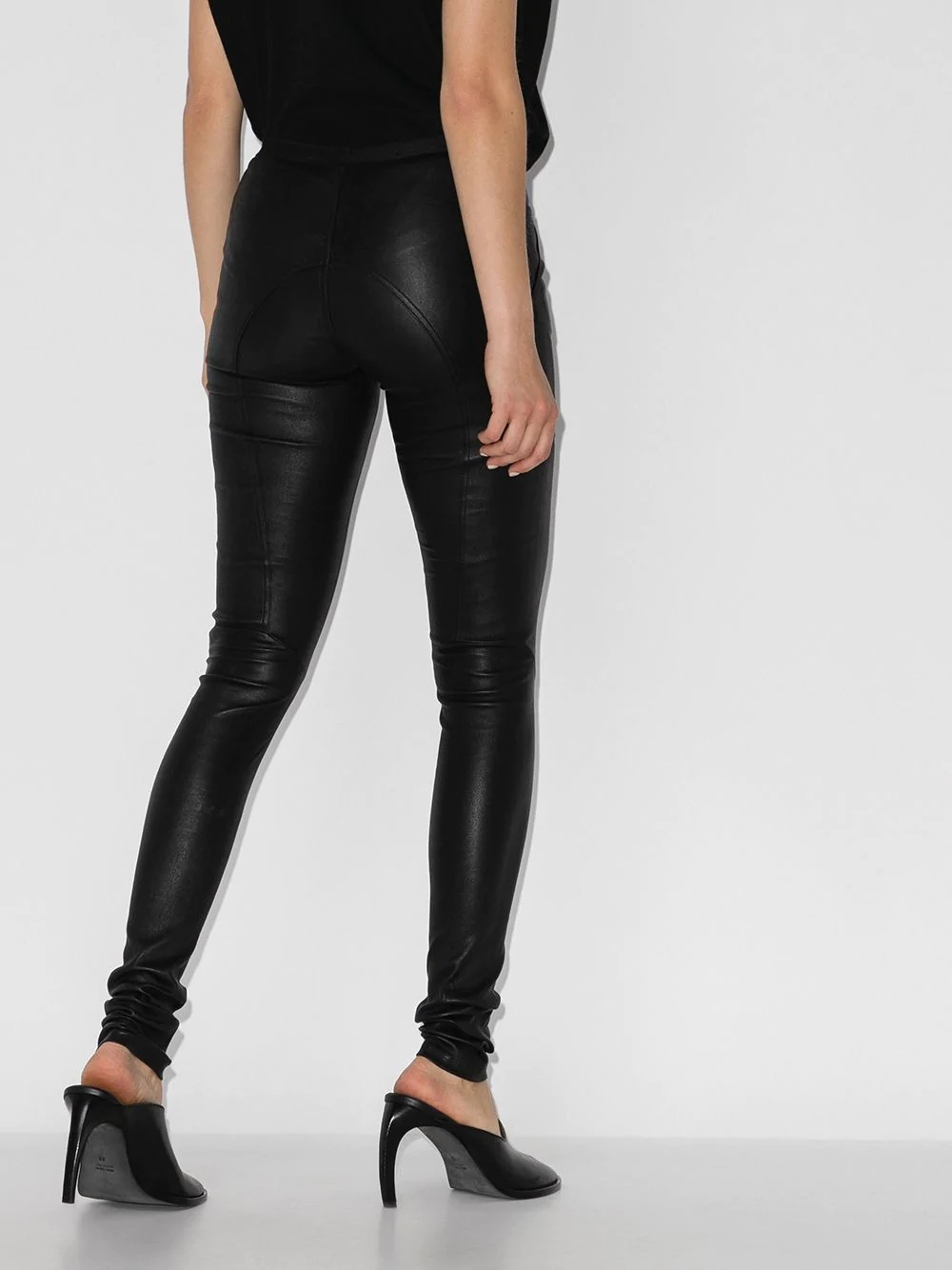 mid-rise leather leggings - 3