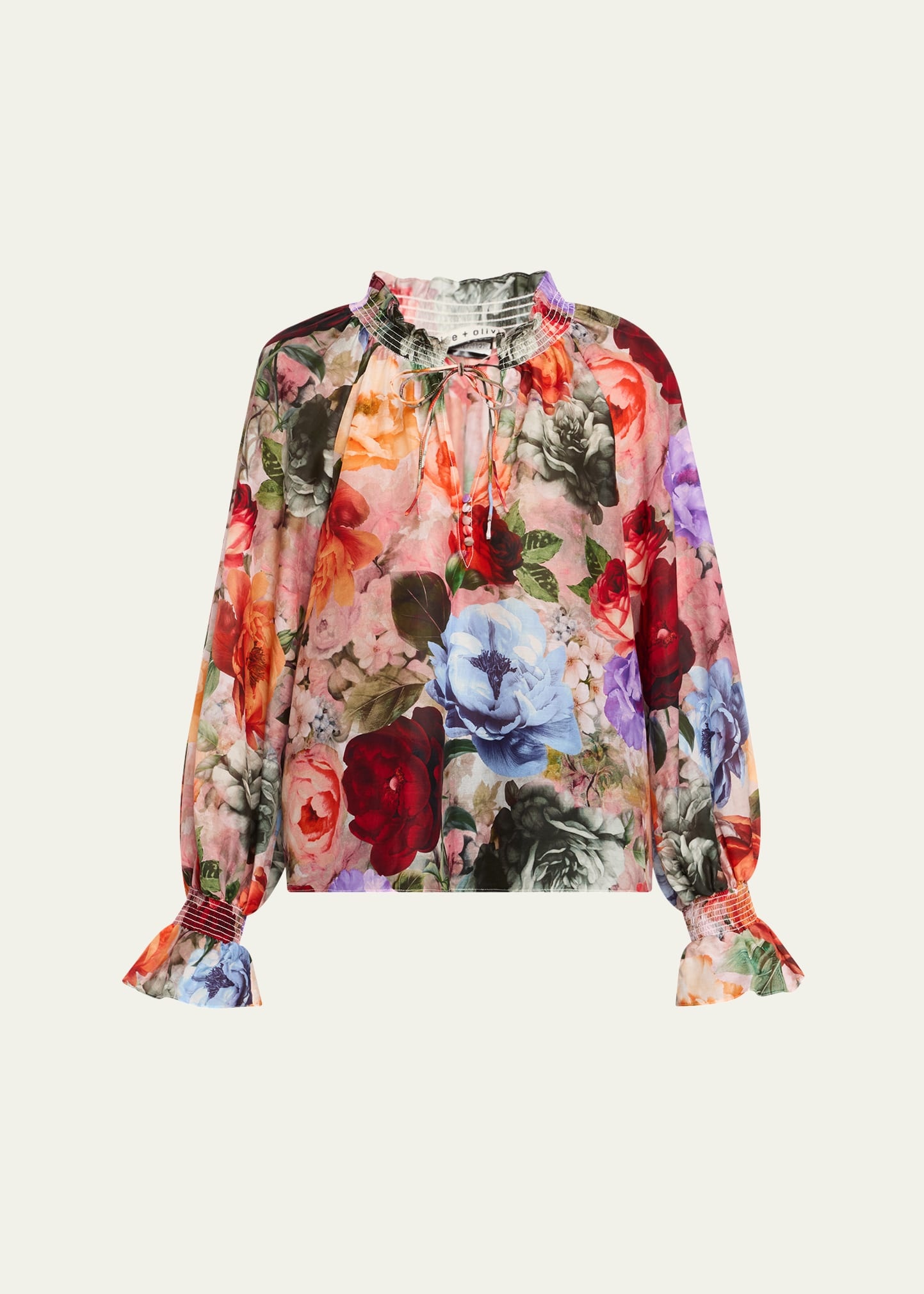 Norah Tie-Neck Peasant Blouse - 1