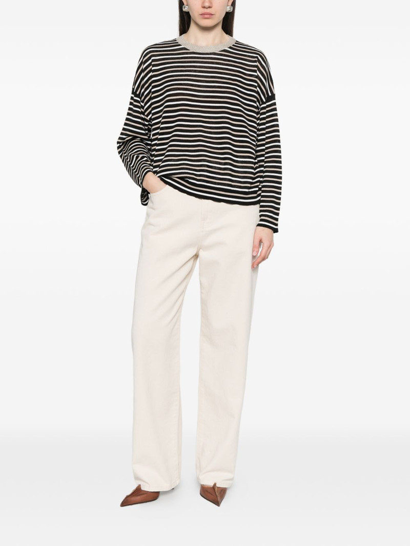 Brunello Cucinelli striped crew-neck top outlook