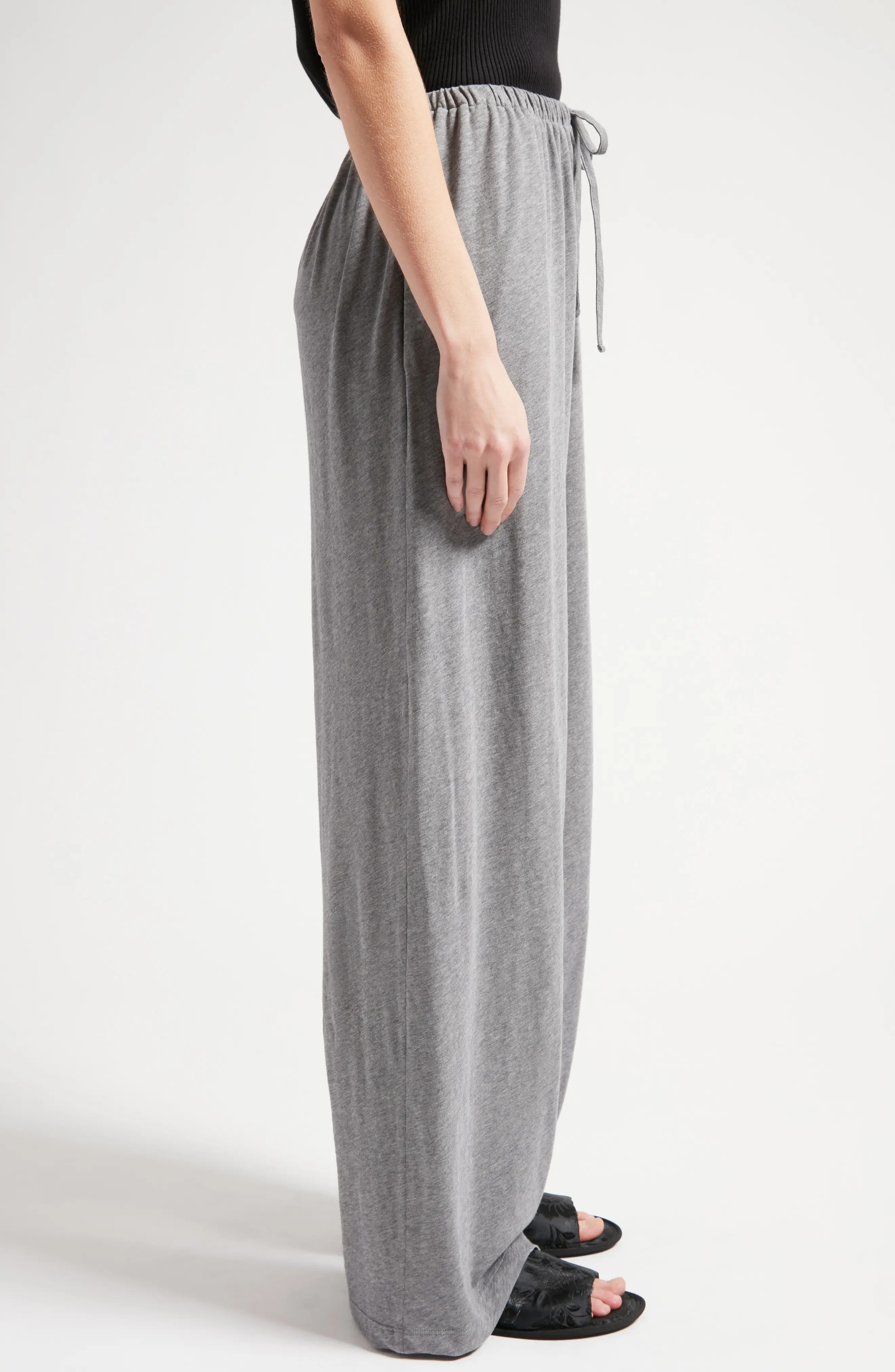 Lanuit Wide Leg Organic Cotton Jersey Drawstring Pants - 3