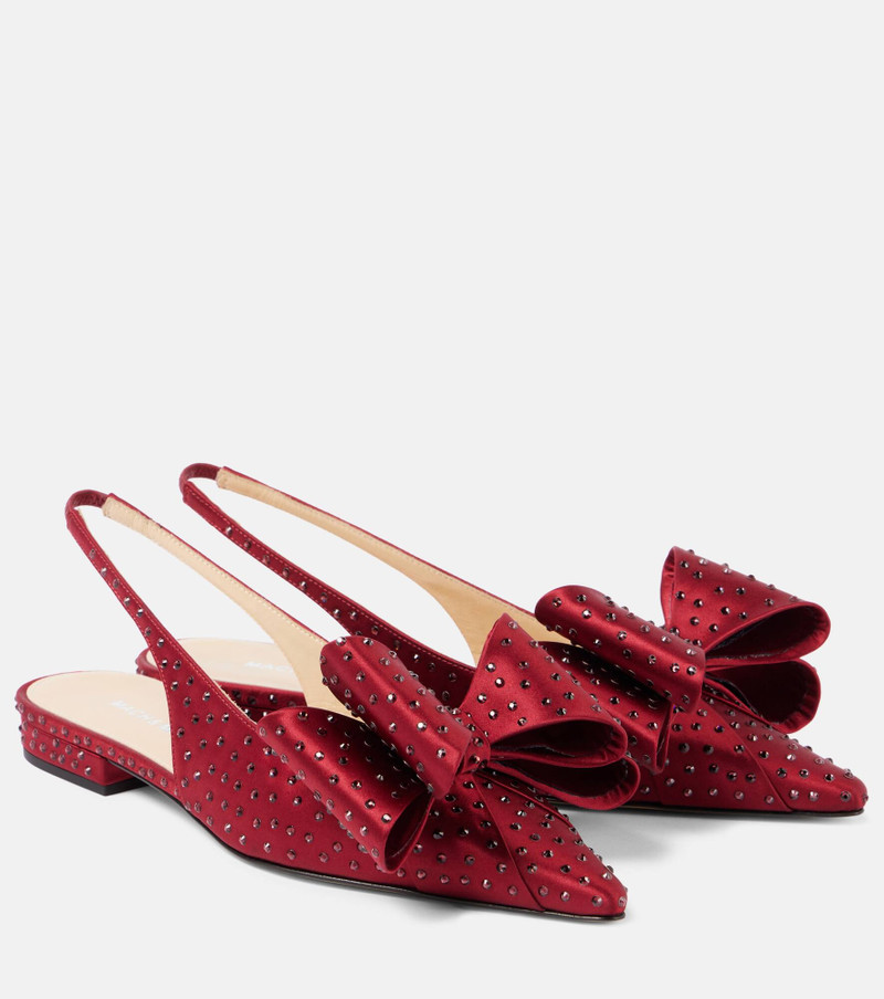 Le Cadeau embellished satin slingback flats - 1