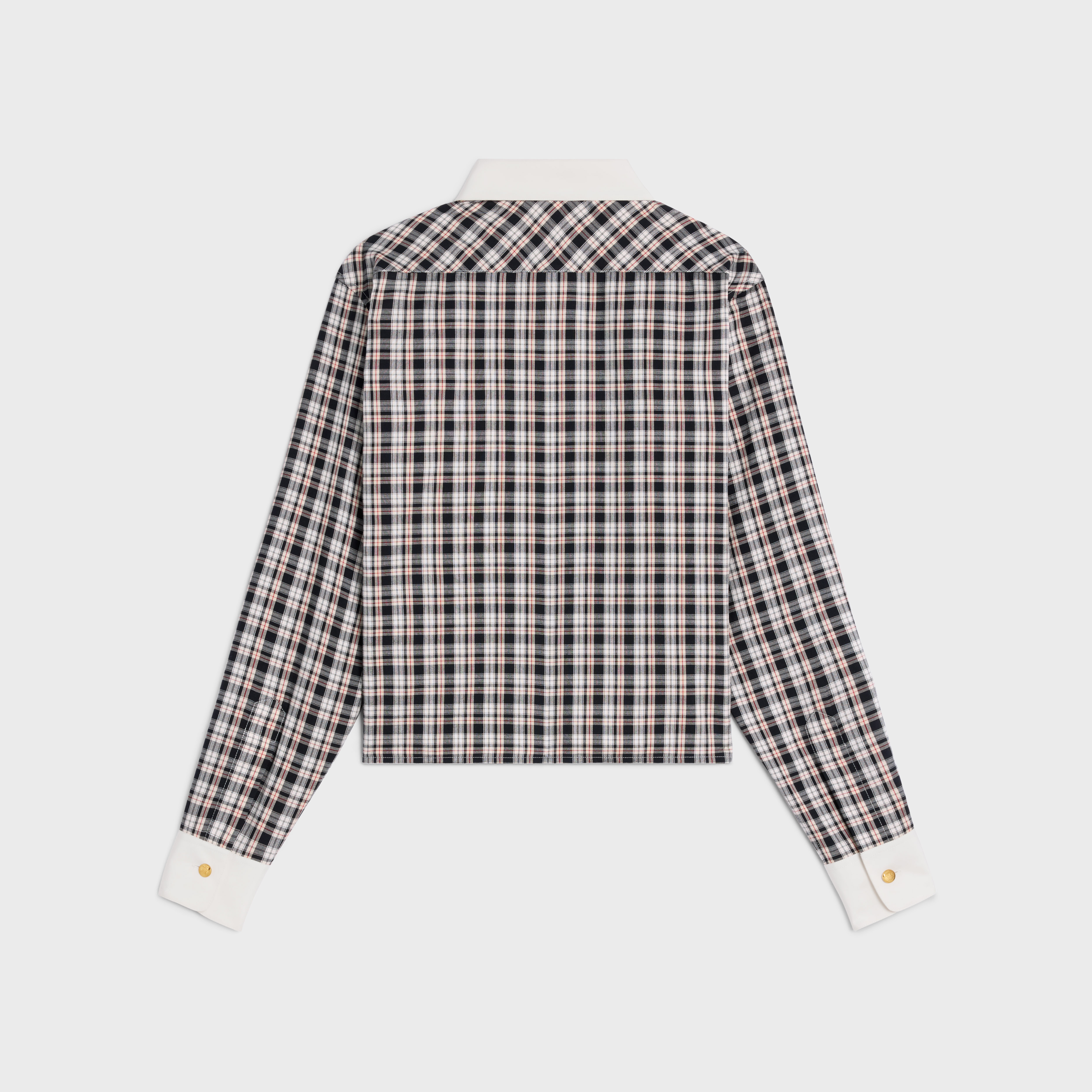cropped shirt in check silk - 2