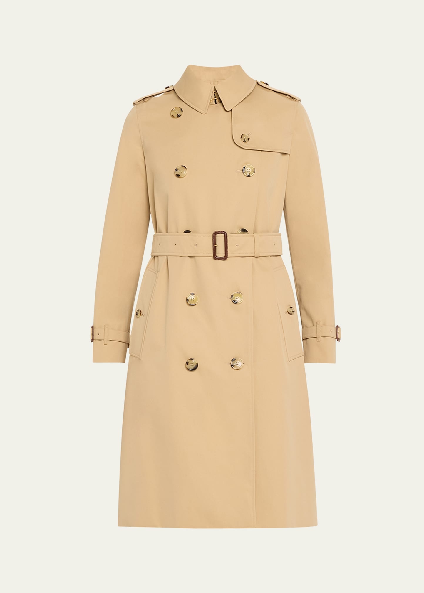 Kensington Organic Belted Double-Breasted Long Trench Coat - 1
