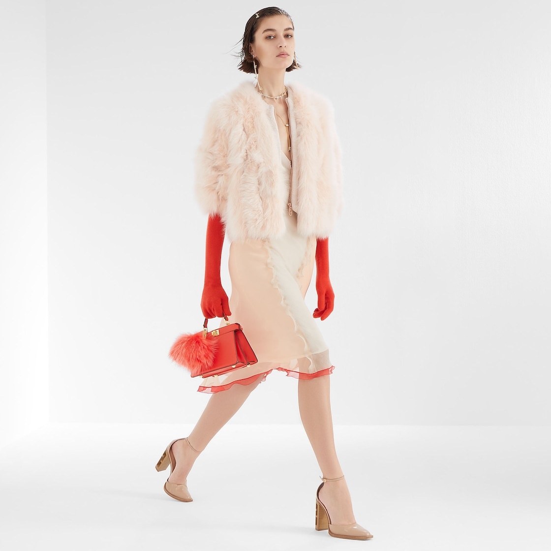 Pink fox fur jacket - 5