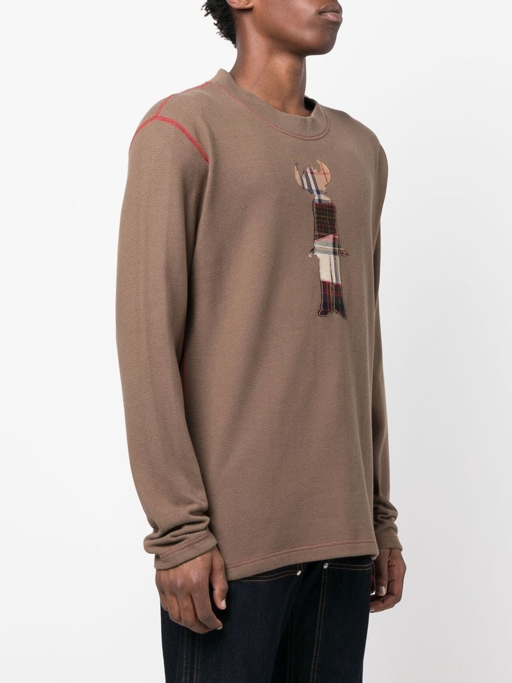 embroidered crew-neck jumper - 3