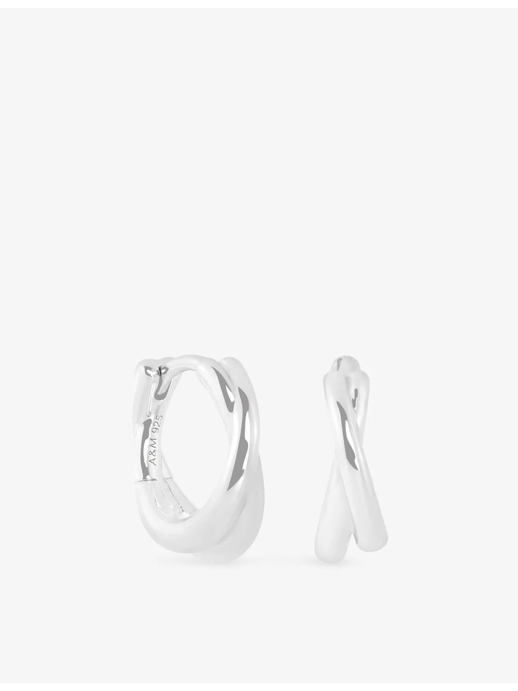 Illusion Twist Rhodium-Plated Sterling-Silver Huggies - 1