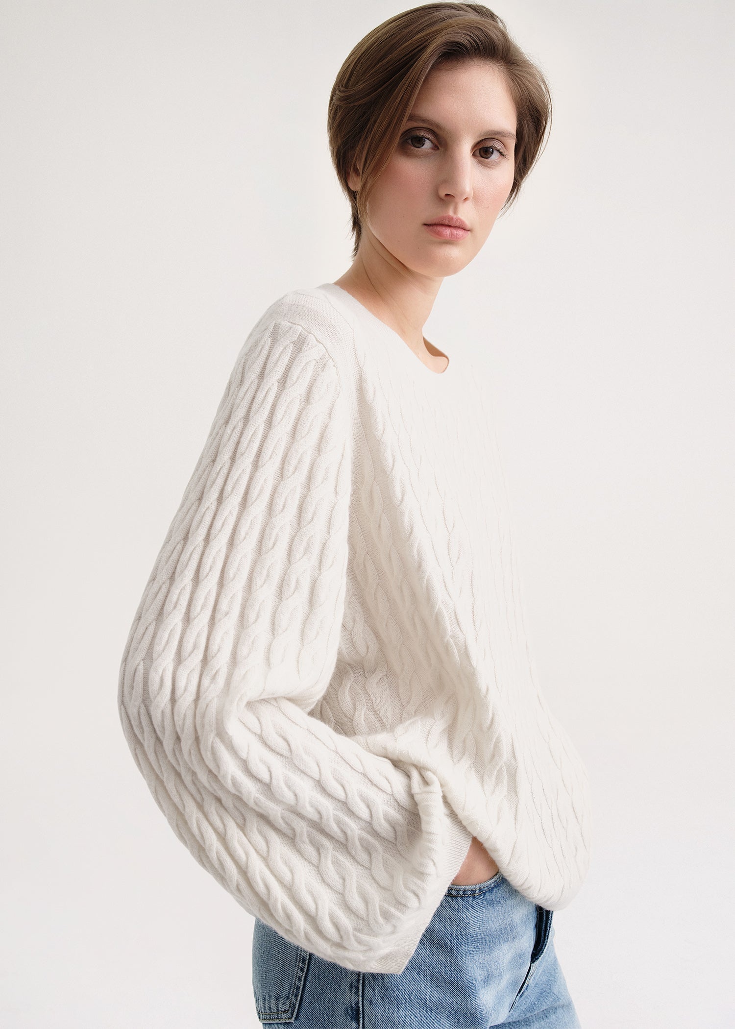 Cashmere cable knit off-white - 5