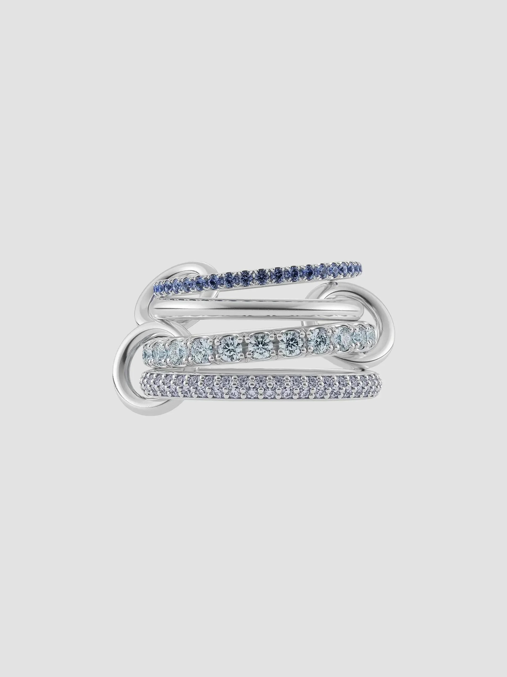 Women's Iris Sapphire Aquamarine & Tanzanite Ring - Silver - 1