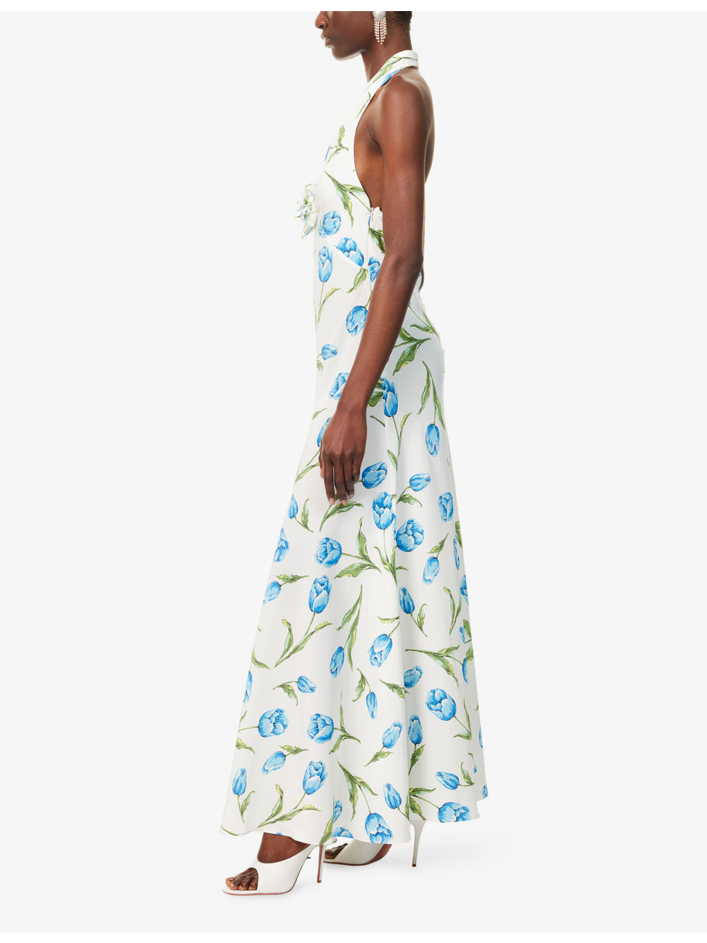 Tulip Halterneck Silk Maxi Dress - 3
