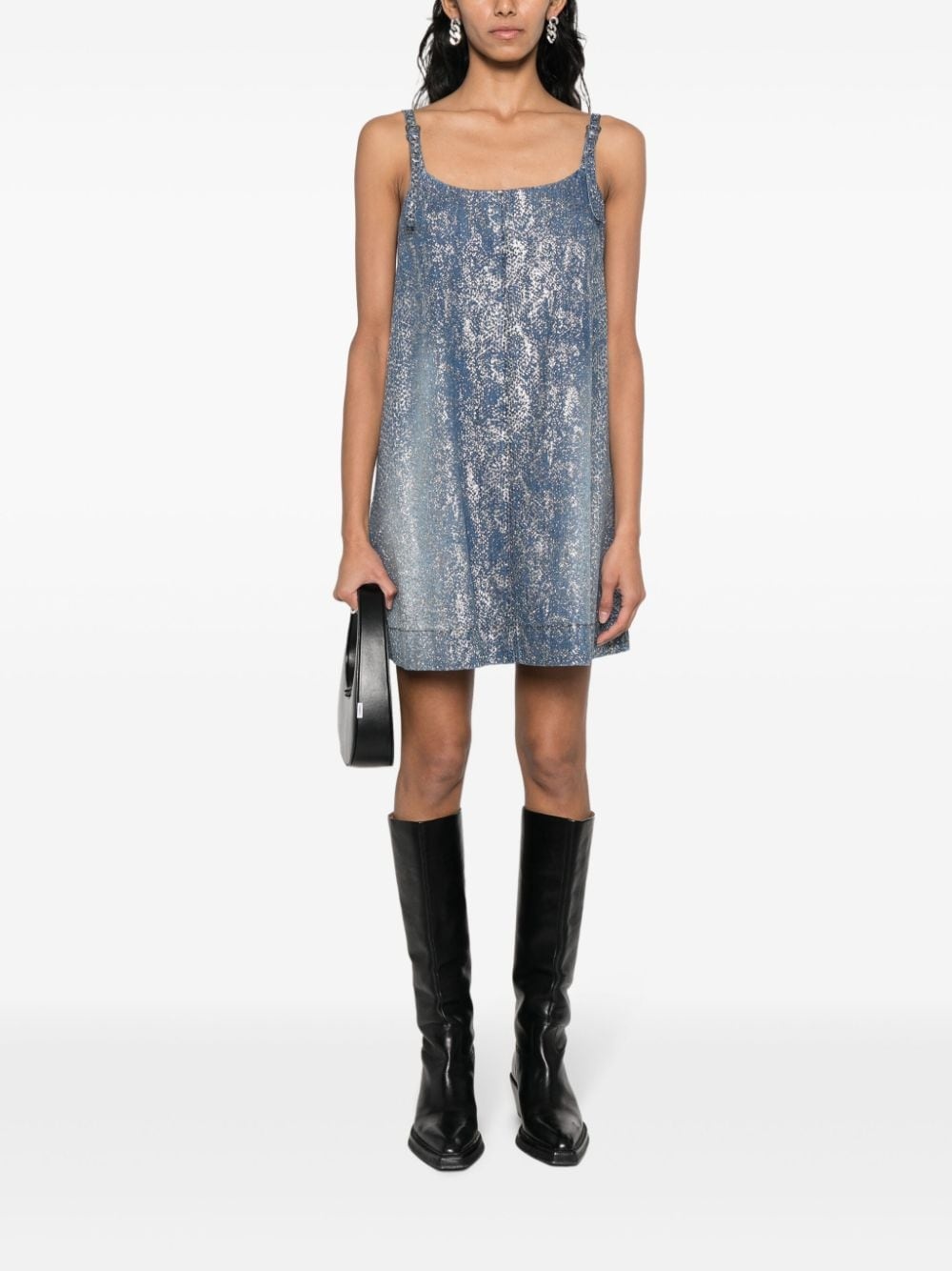 lamÃ© shift denim dress - 2