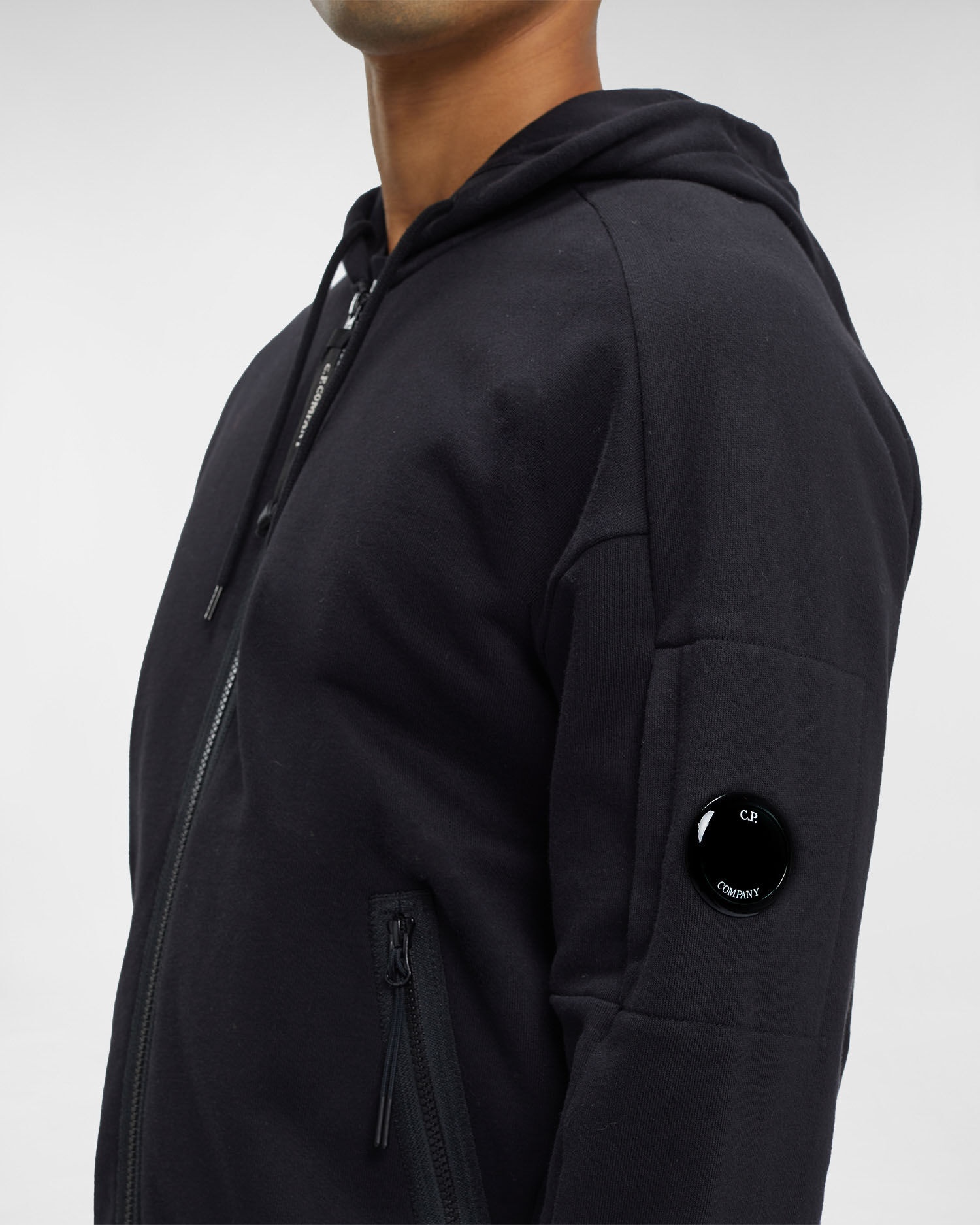 Diagonal Raised Fleece Zipped Lens Hoodie - 4