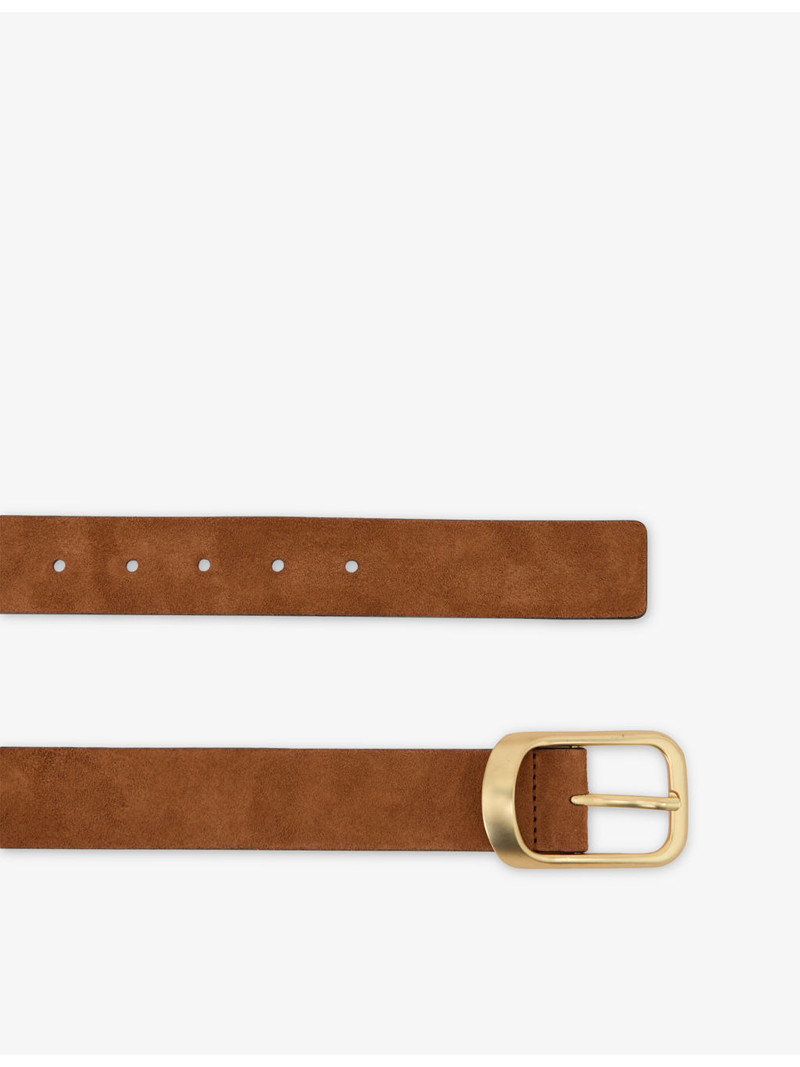 Evie Curved-Buckle Suede Belt 3