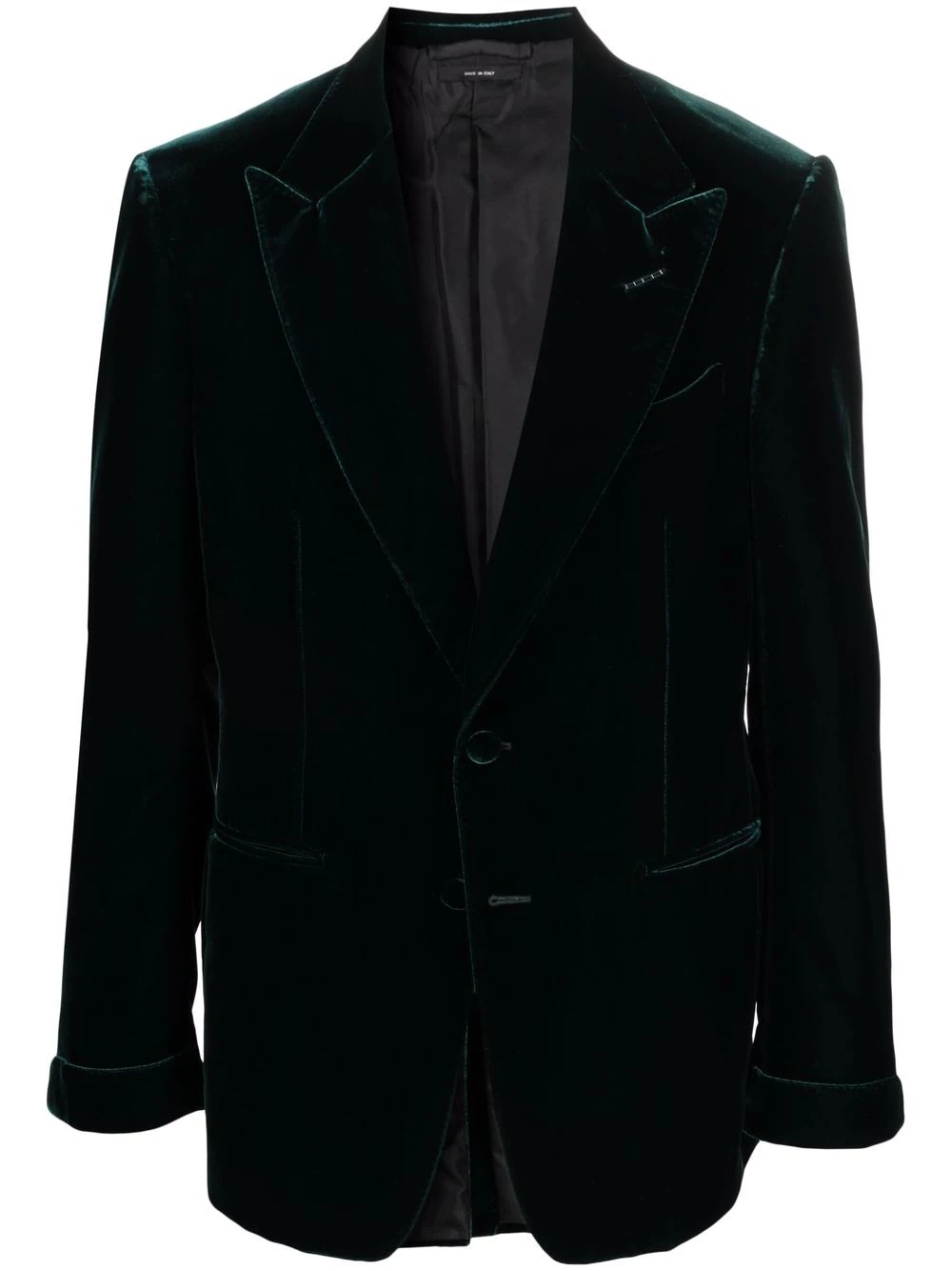 single-breasted velvet blazer - 1