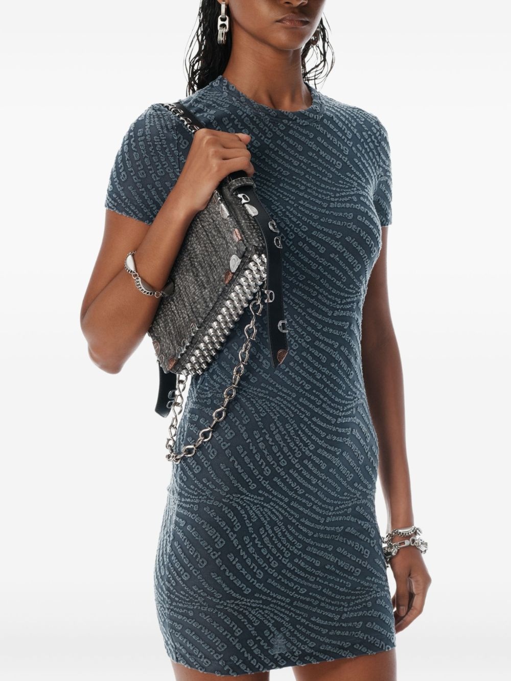 short-sleeve logo-embossed dress - 4
