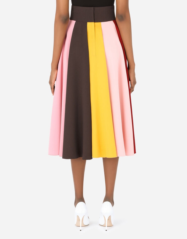 Multi-colored charmeuse and cady midi skirt - 2