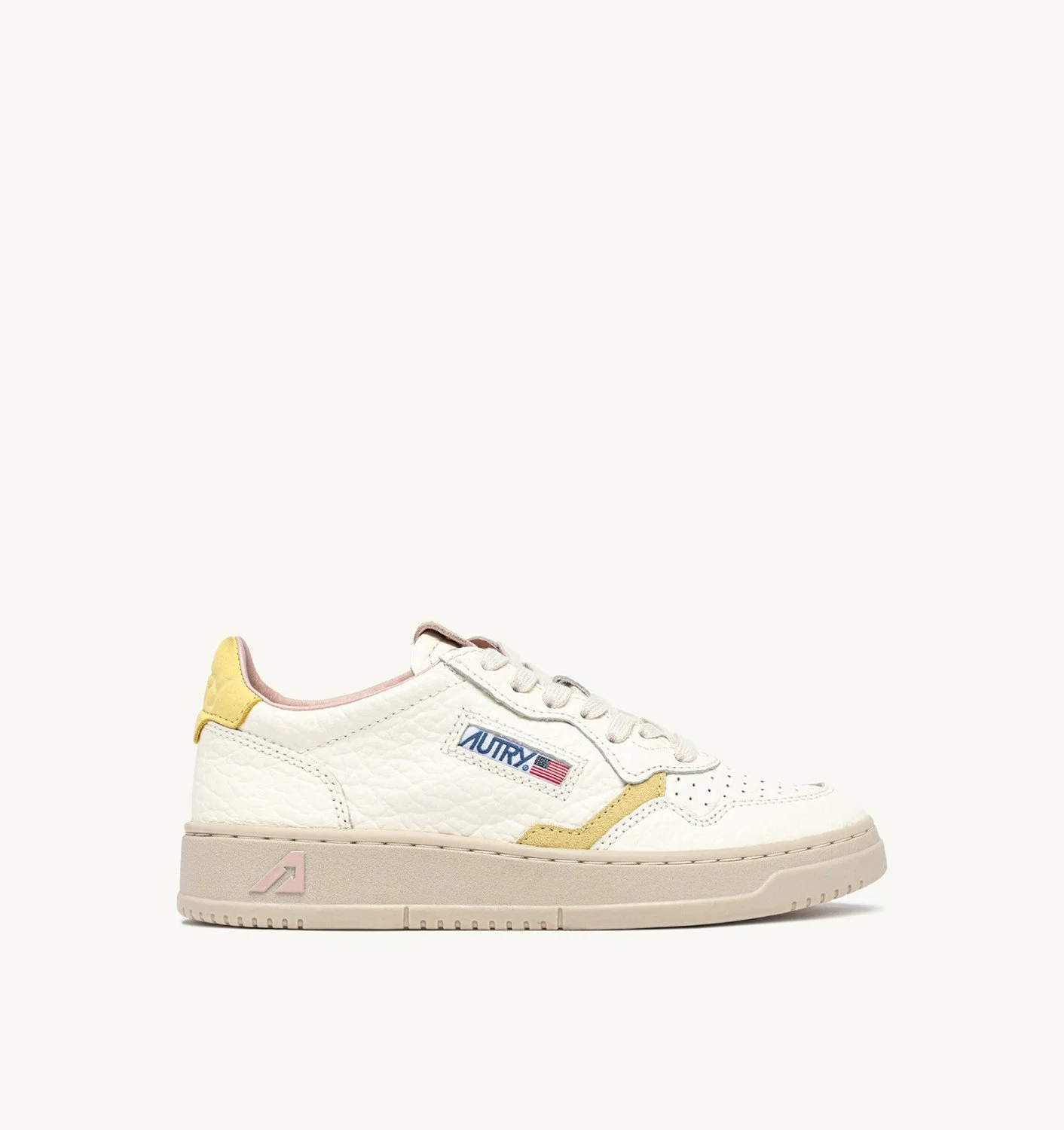 MEDALIST LOW SNEAKERS IN LEATHER COLOR LEMON MERINGUE AND SILK - 1