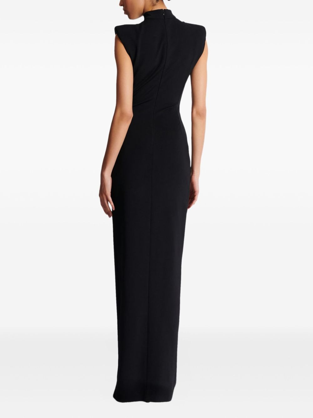 zip-detail shoulder-pad maxi dress - 4
