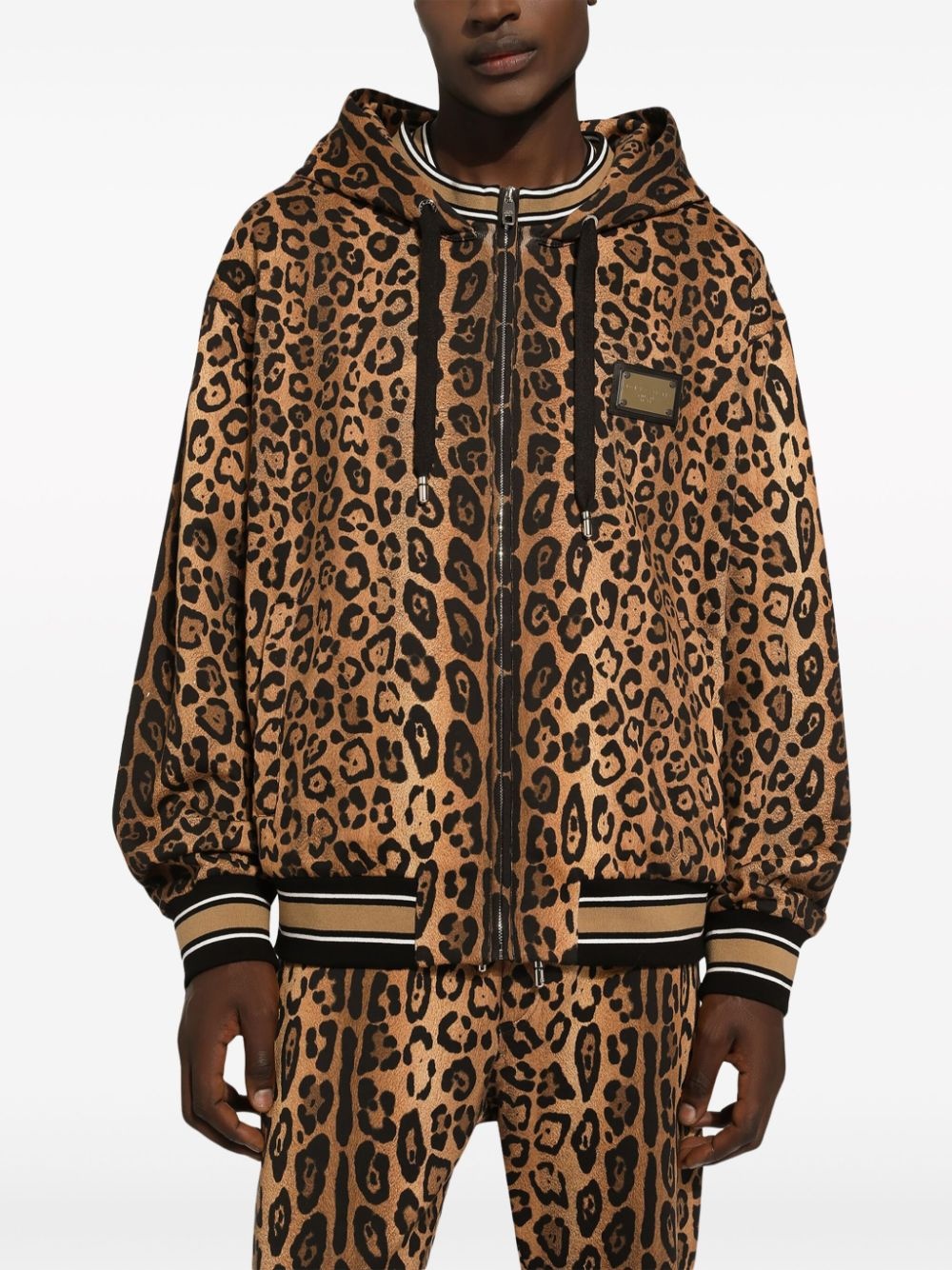 leopard-print cotton hoodie - 4