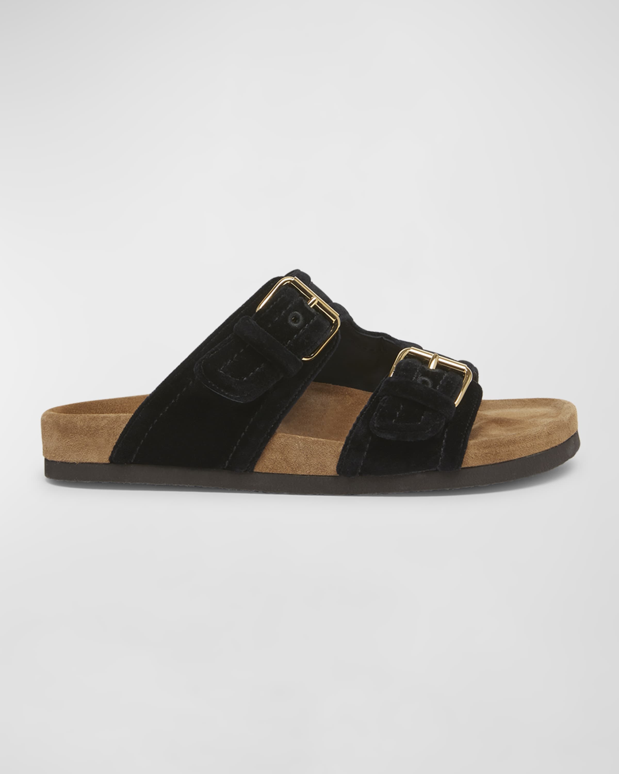 Anywhere Suede Dual-Buckle Slide Sandals - 1