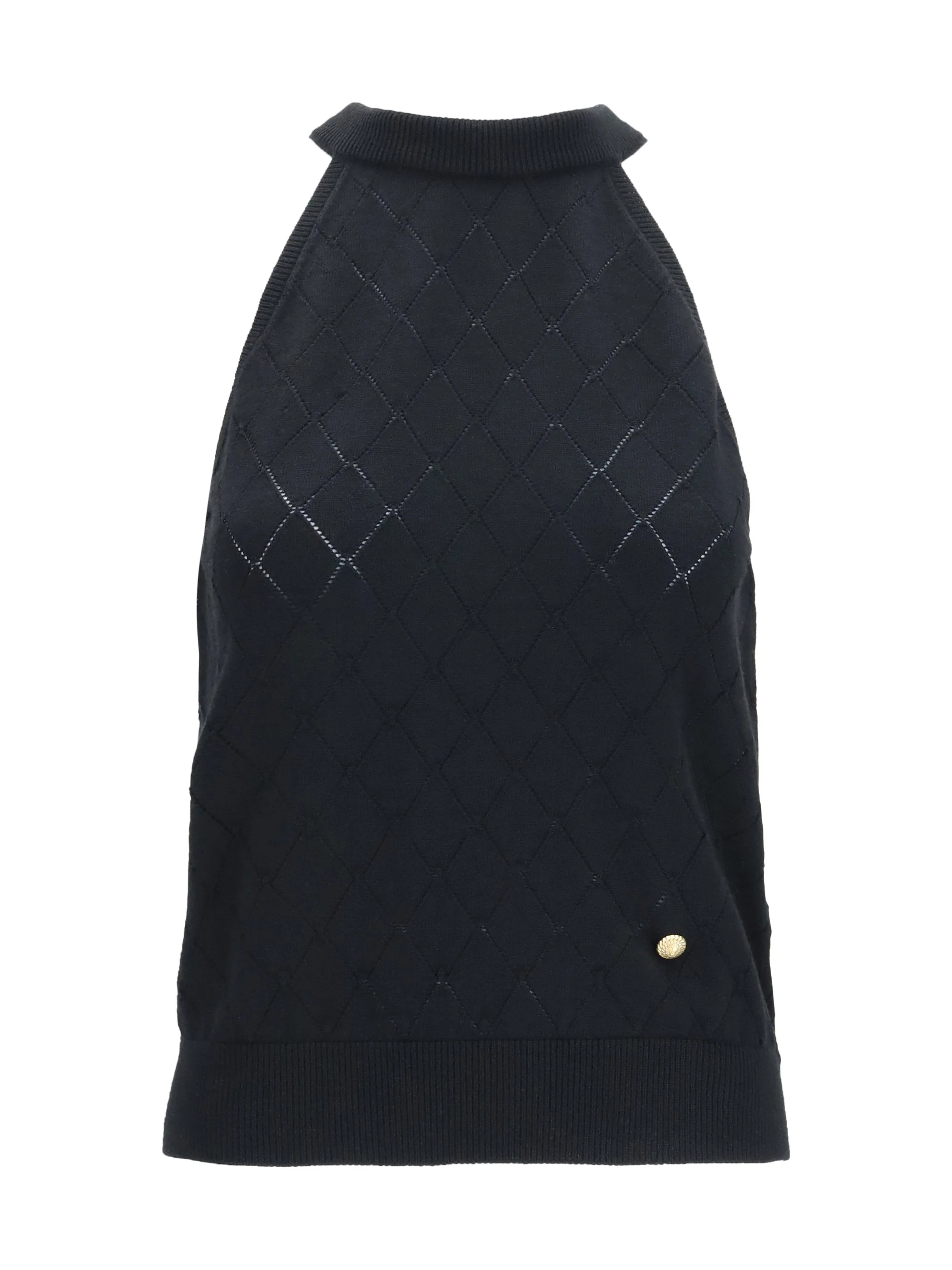 Balmain Women Halterneck Quilted Light Wool Top - 1