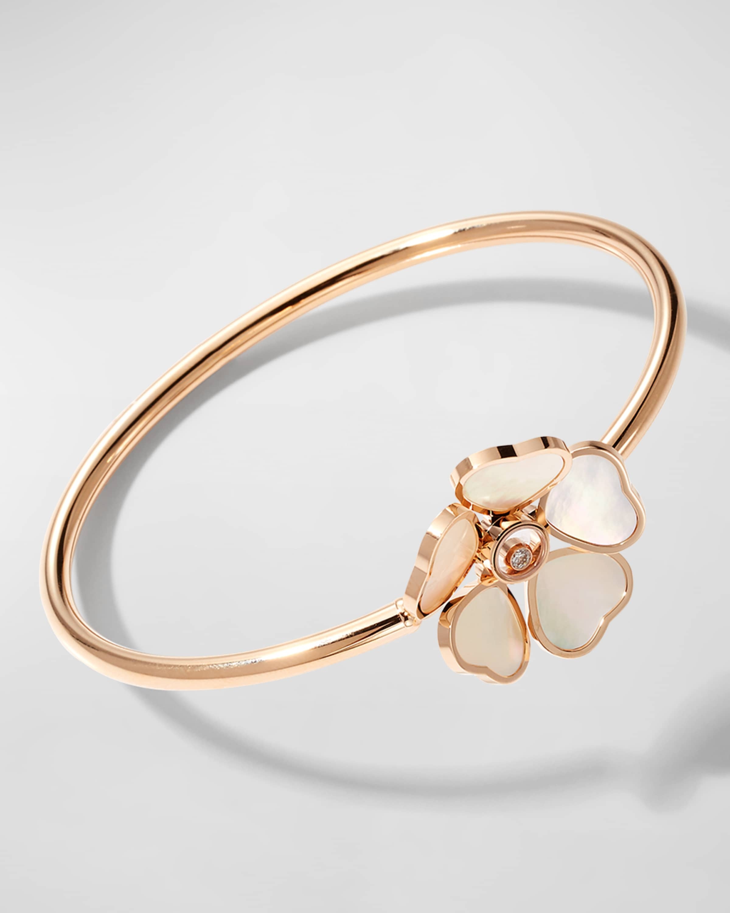Happy Hearts 18K Rose Gold Mother-of-Pearl & Diamond Bracelet, Size Medium - 4