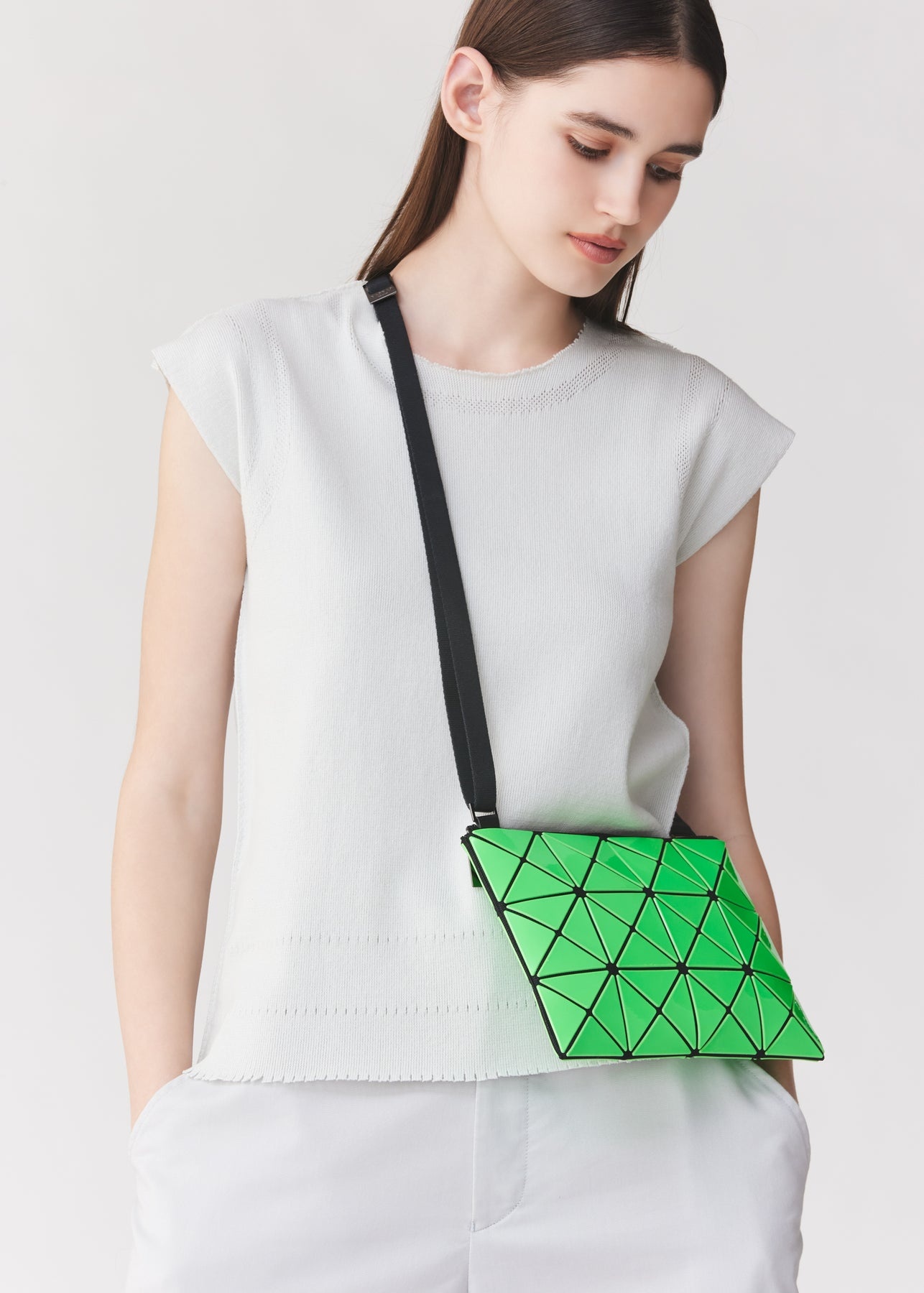 Bao Bao Lucent Metallic Geometric Crossbody Bag in Light Blue