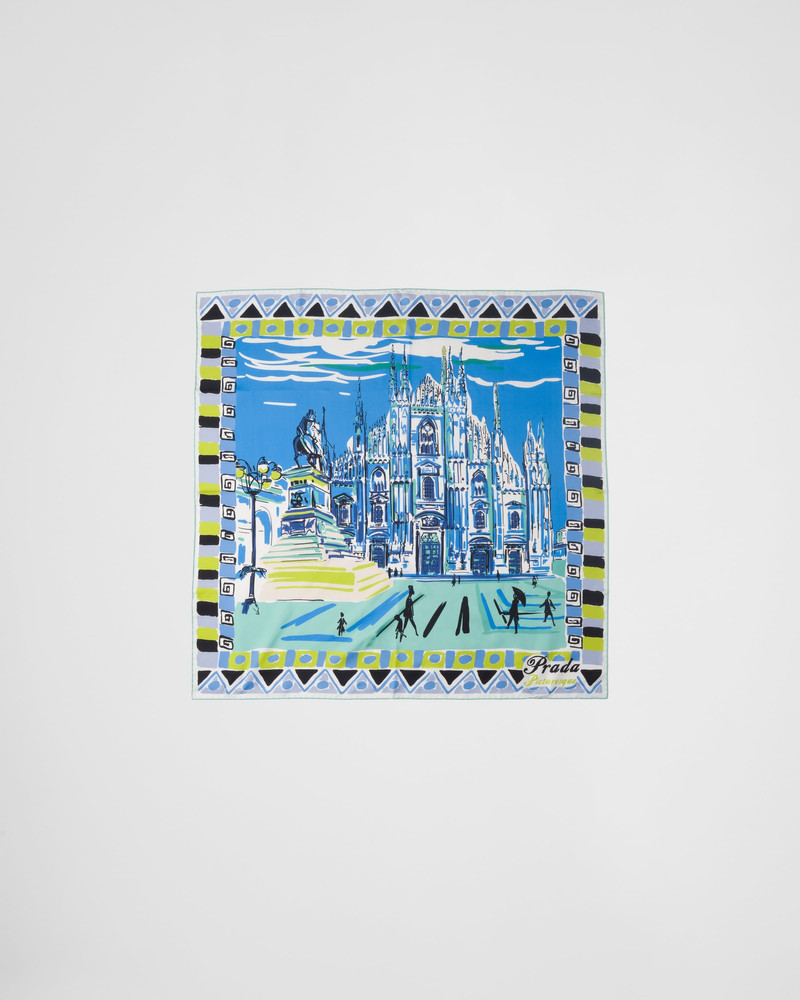 Pittoresque Milan print 90 silk foulard 3