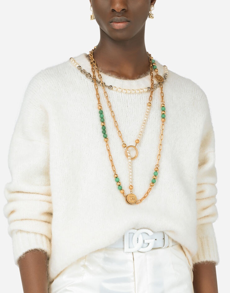 Necklace with pearls and DG logo medallion - 2