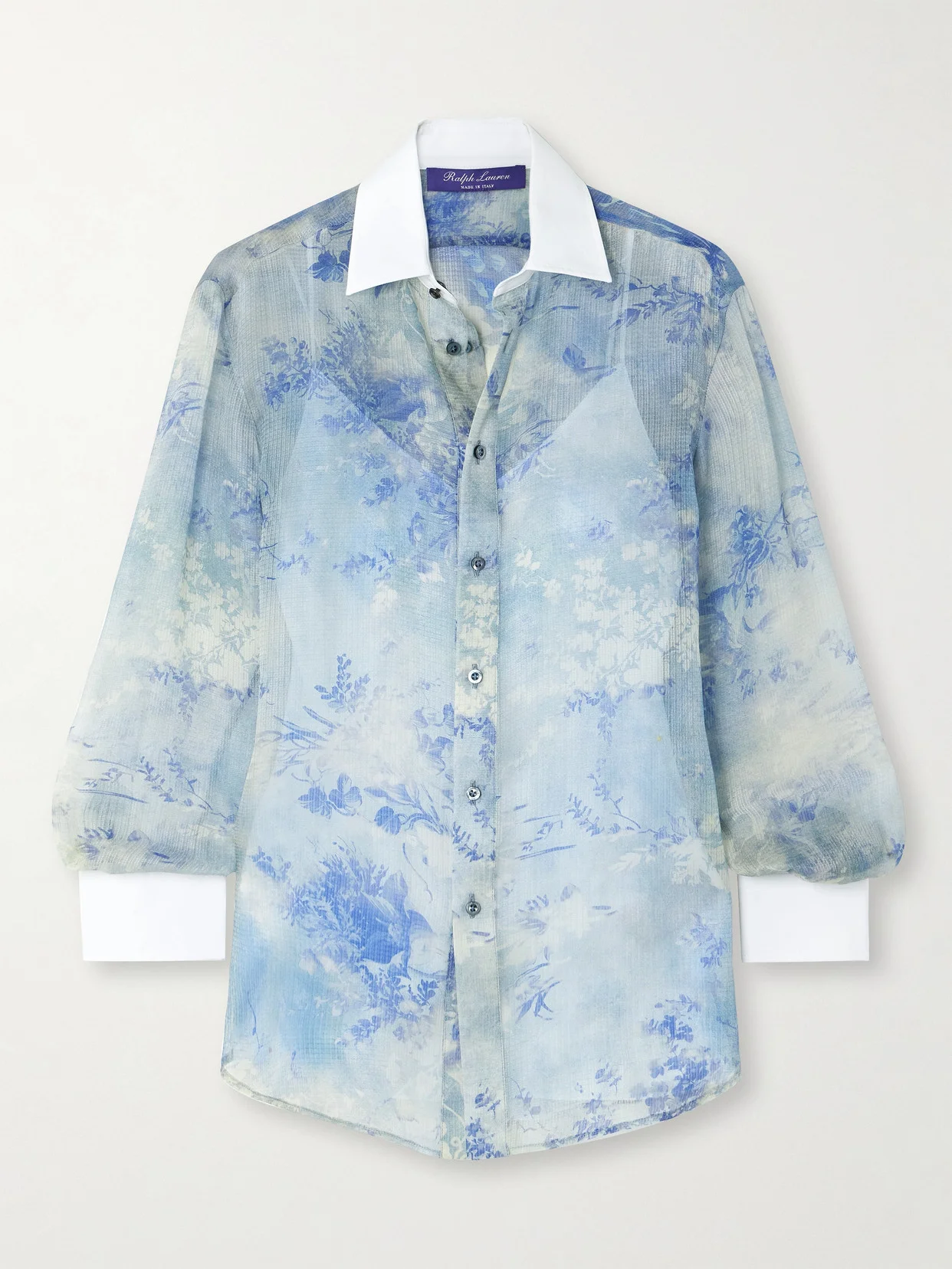 Nancie Cotton Poplin-trimmed Floral-print Silk-gauze Shirt - 1