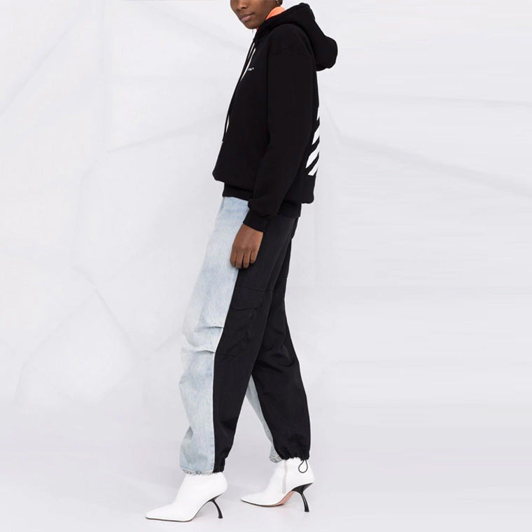 (WMNS) Off-White Diag Regular Hoodie 'Black White' OWBB032C99JER0011001 - 4
