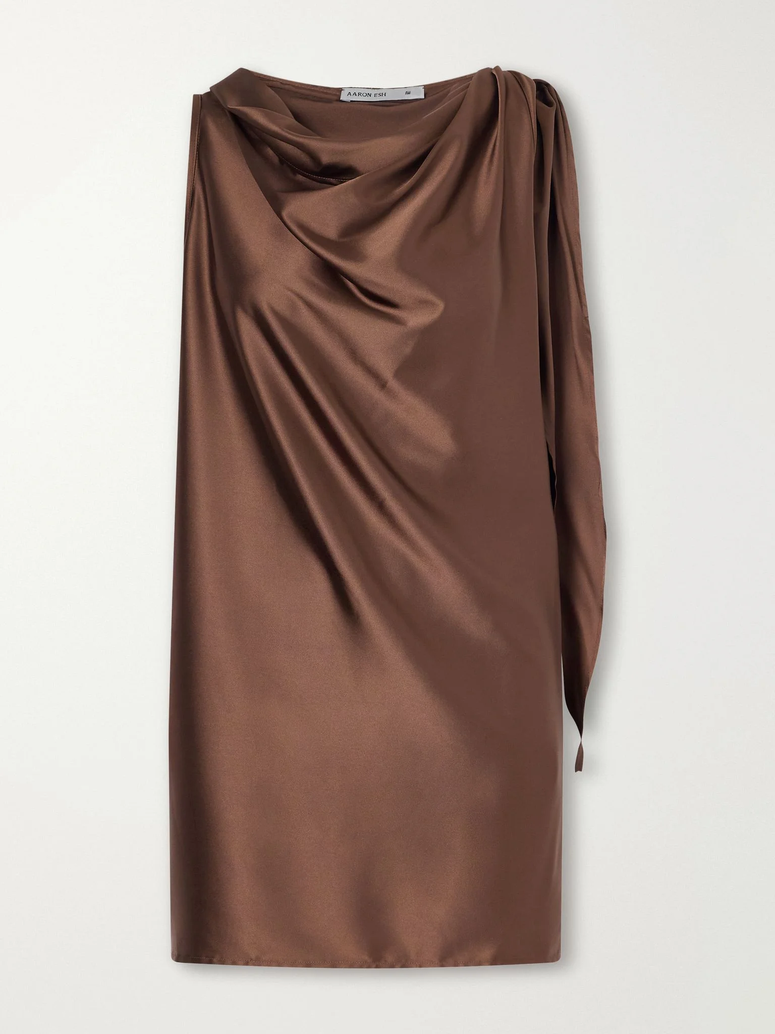 Knotted silk-satin tank Brown - 1
