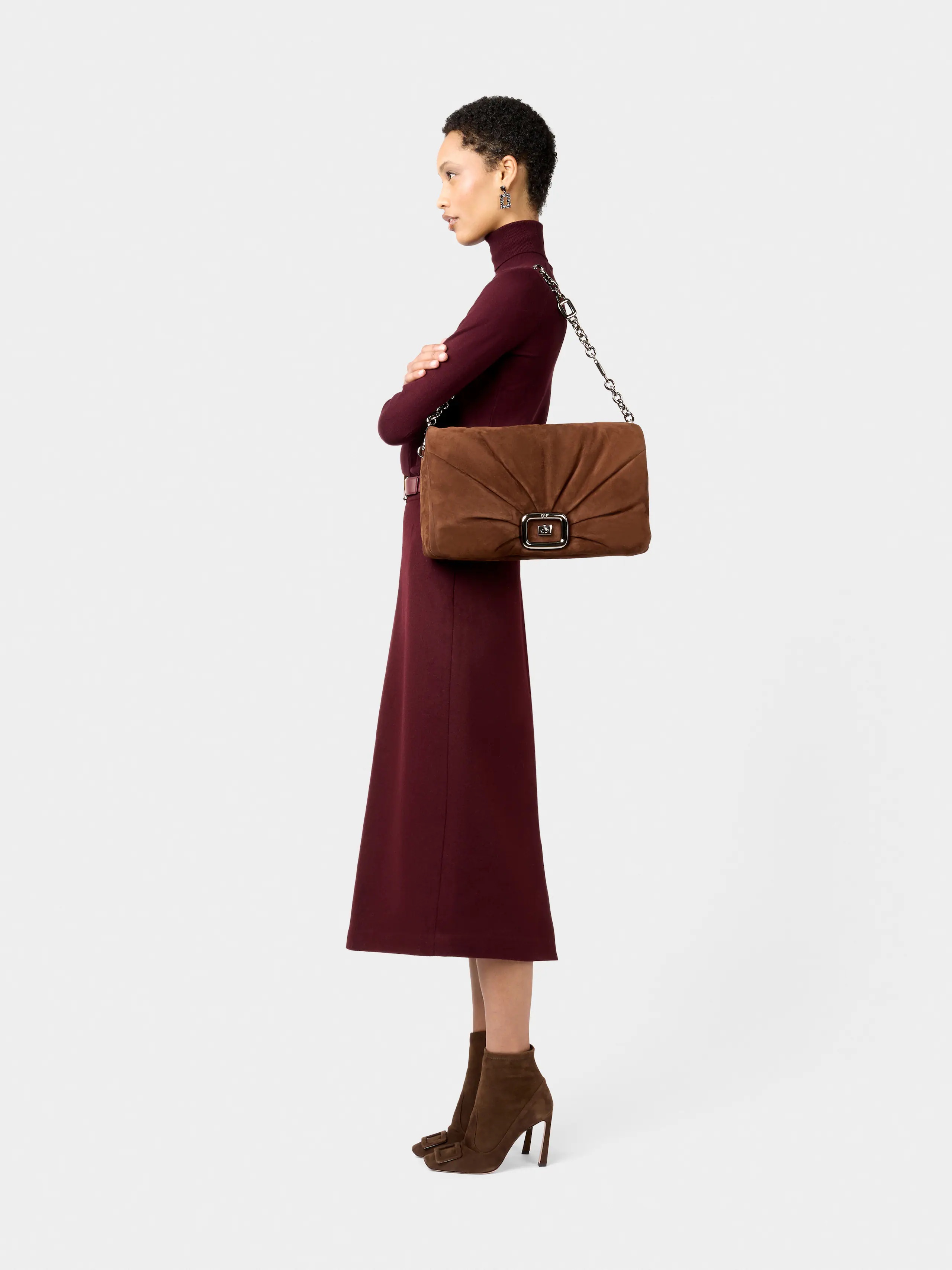 Viv' Choc Large Bag in suede - 7