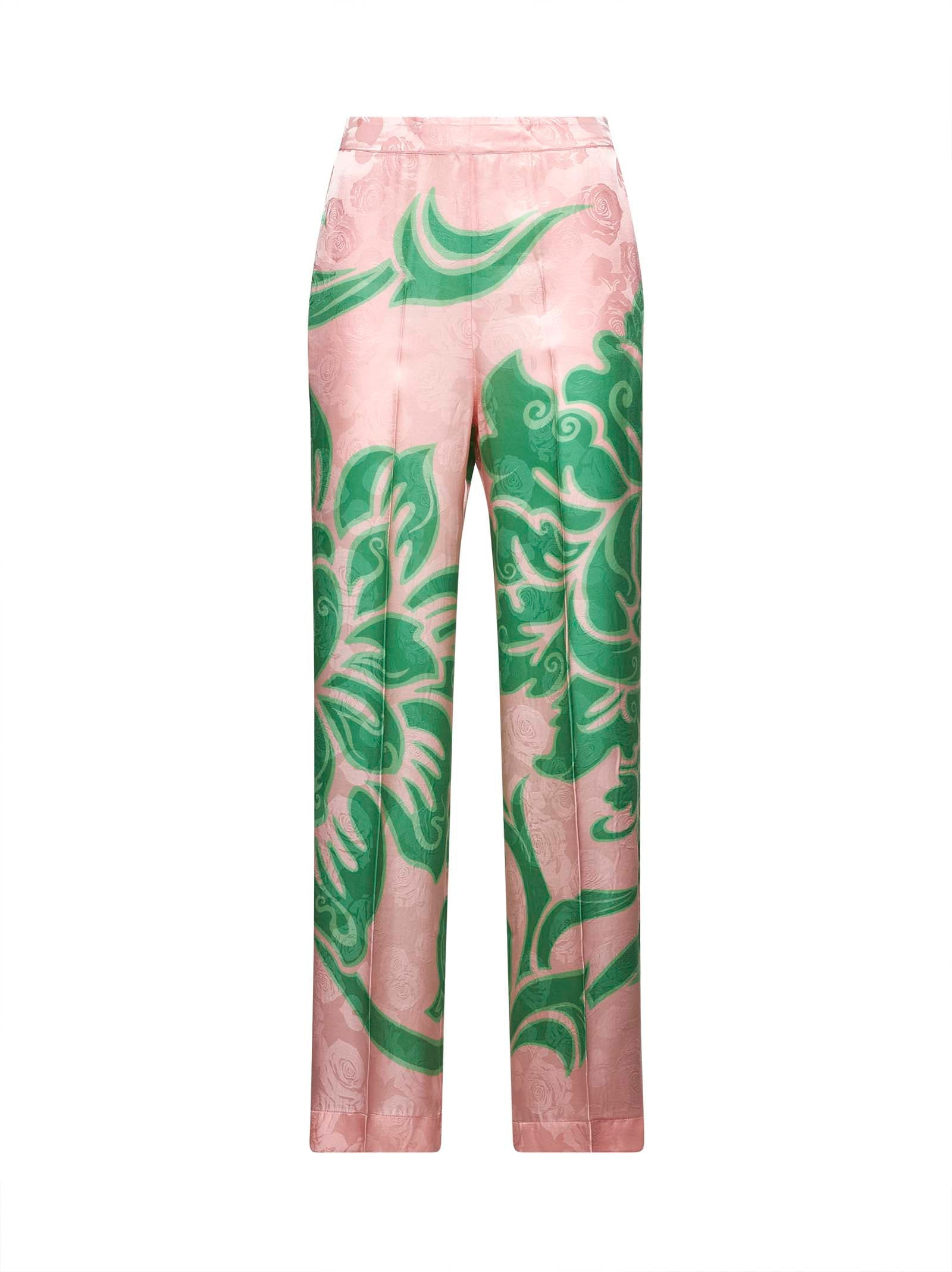 Pink jacquard printed palazzo trousers - 1