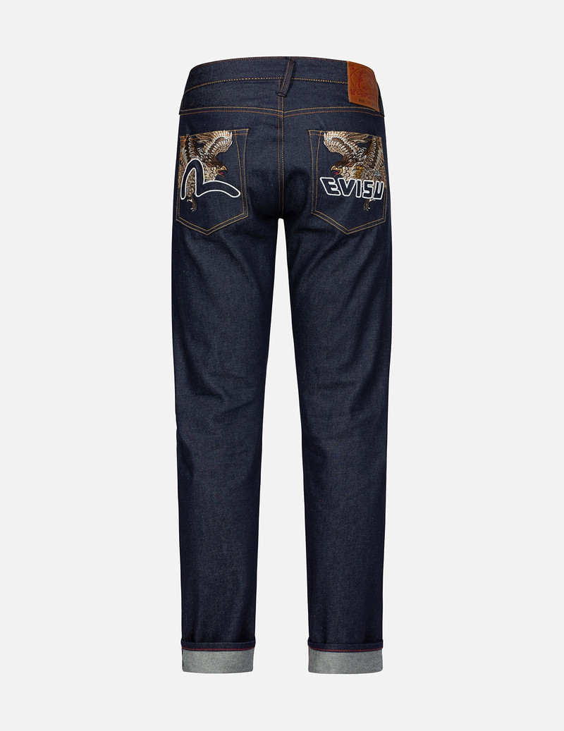 EVISU BROCADE KAMON AND SEAGULL EMBROIDERY SLIM-FIT JEANS #2010 outlook