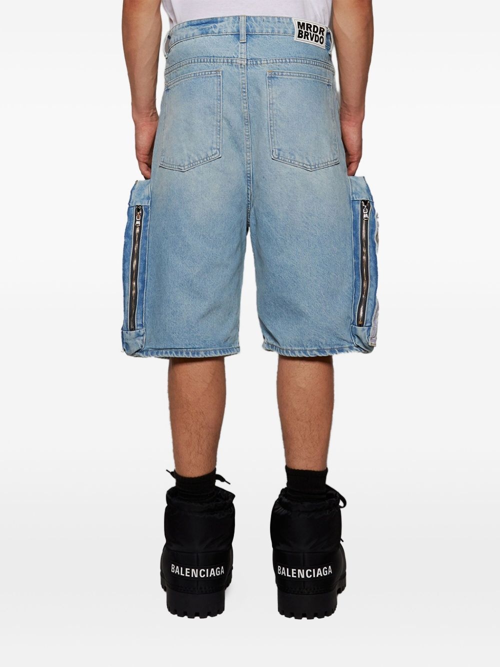 patchwork denim shorts - 5