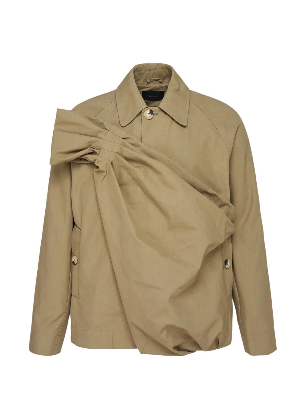 draped-detail raglan-sleeve shirt jacket - 1