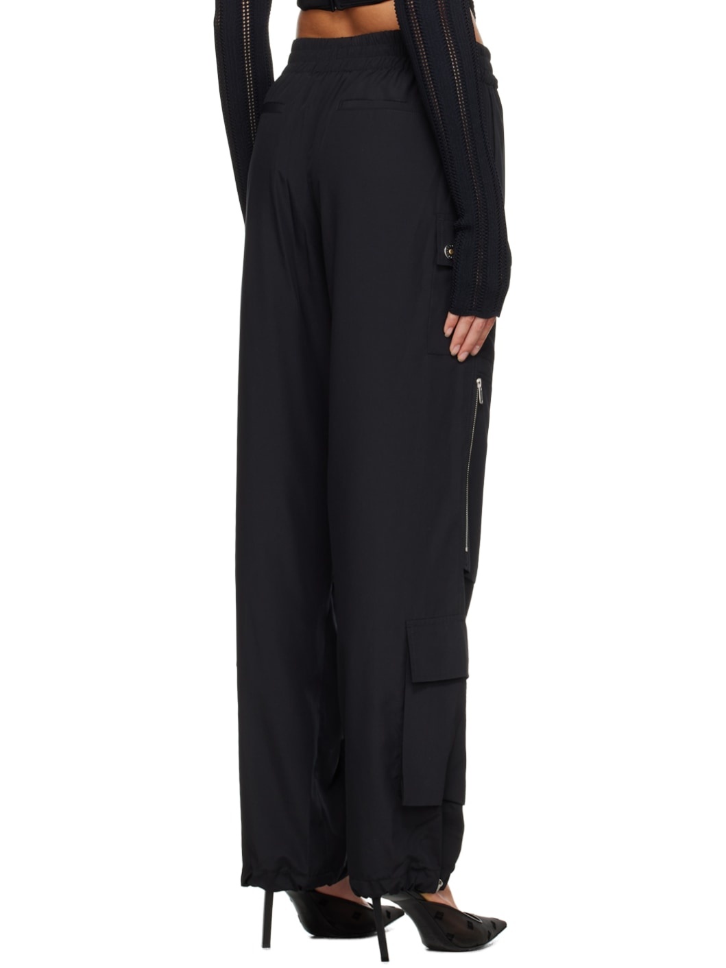 Black Pocket Cargo Trousers - 3