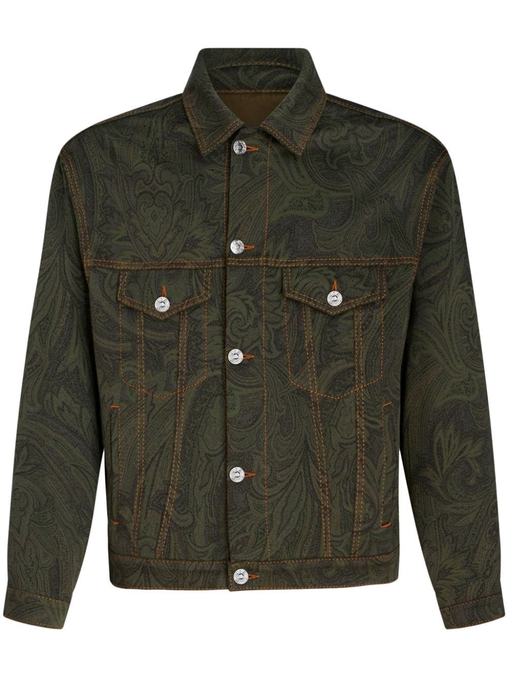 paisley-jacquard denim jacket - 1