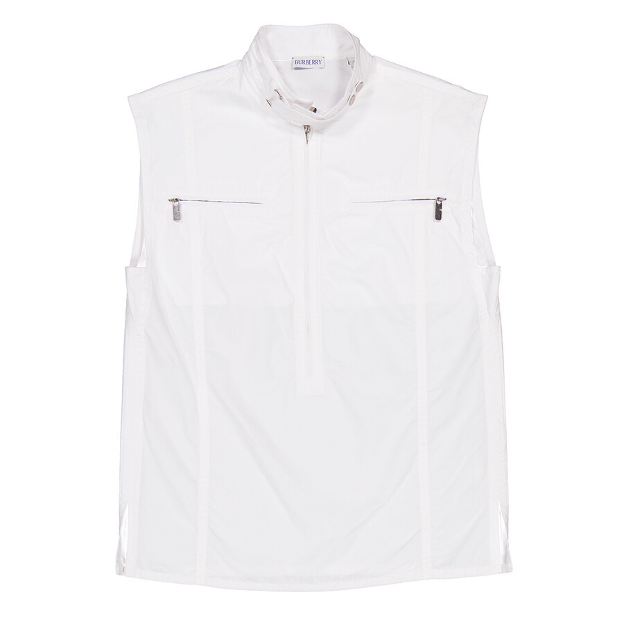 Burberry Half-Zip High-Neck Cotton Tank Top - 1