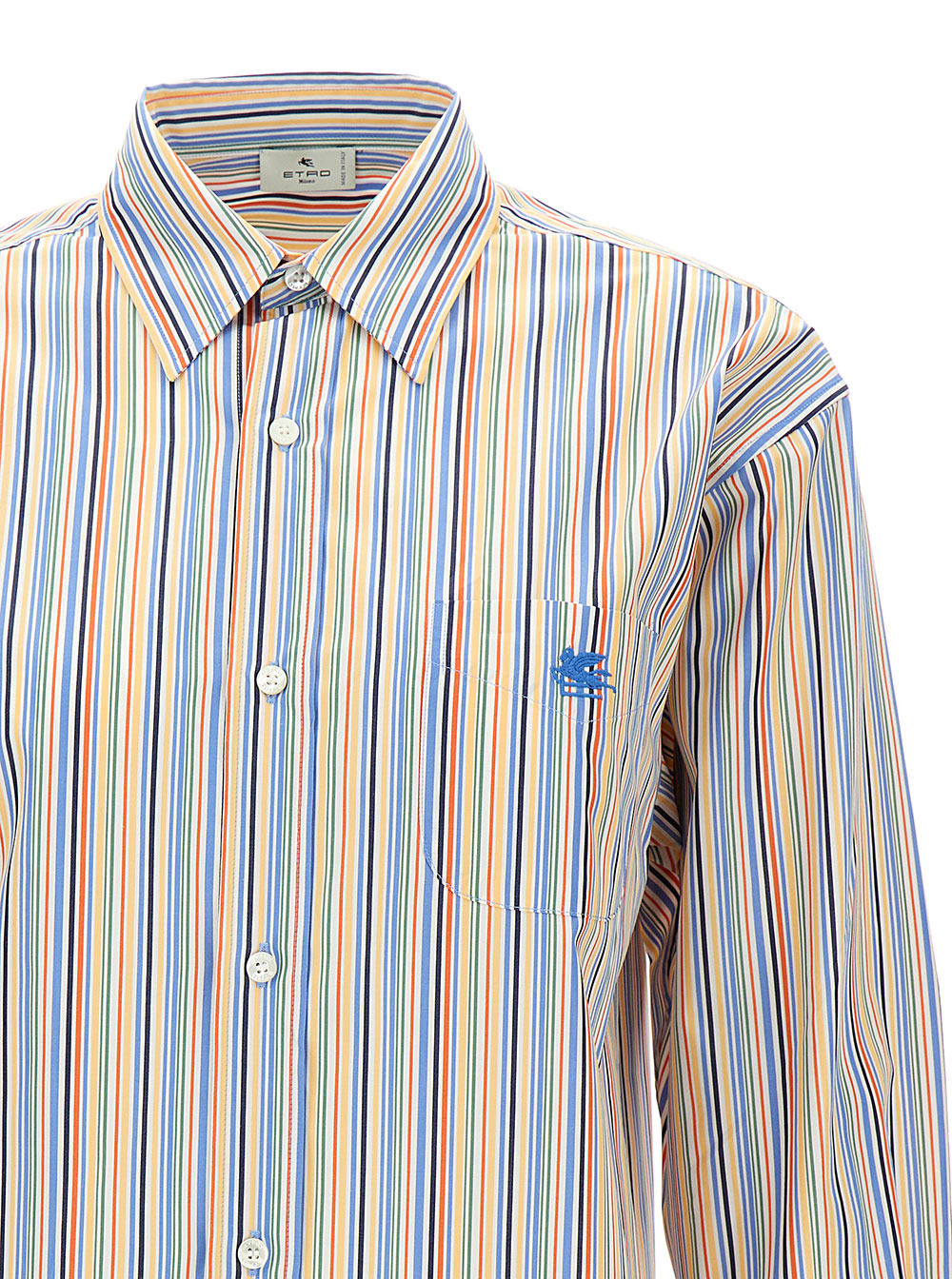 Etro Women Oversized Multicolor Shirt With Stripe Motif And Pegasus Embroidery In Cotton Woman - 3