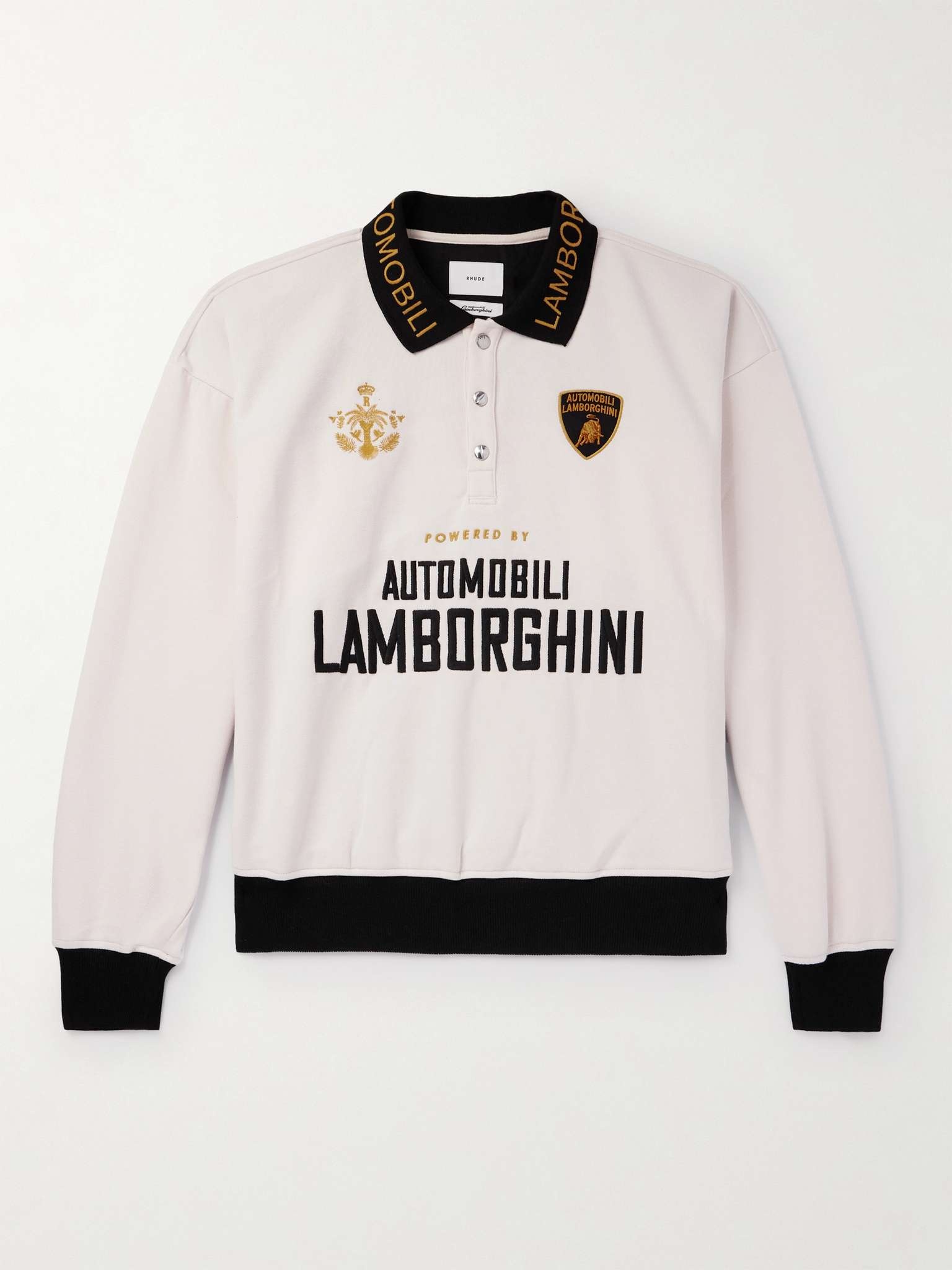 + Lamborghini Embroidered Two-Tone Cotton-Piqué Polo Shirt - 1