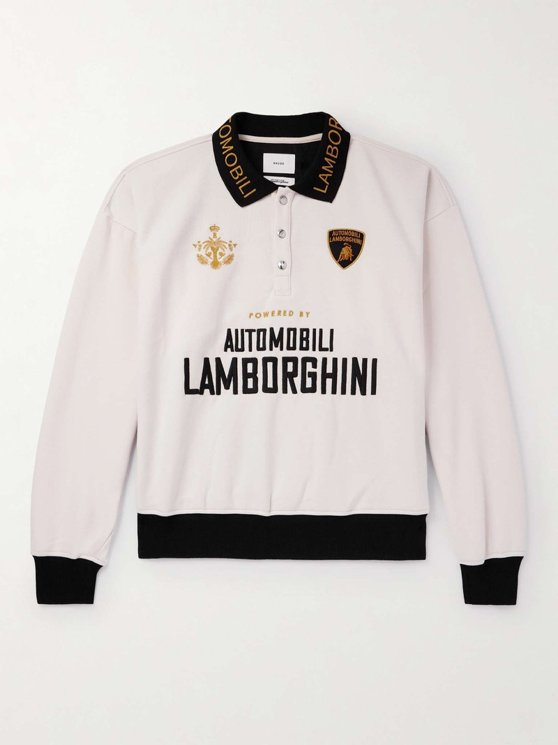 + Lamborghini Embroidered Two-Tone Cotton-Piqué Polo Shirt 1