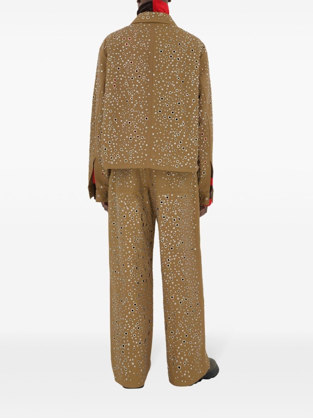 stud-embellished cotton shirt jacket - 4