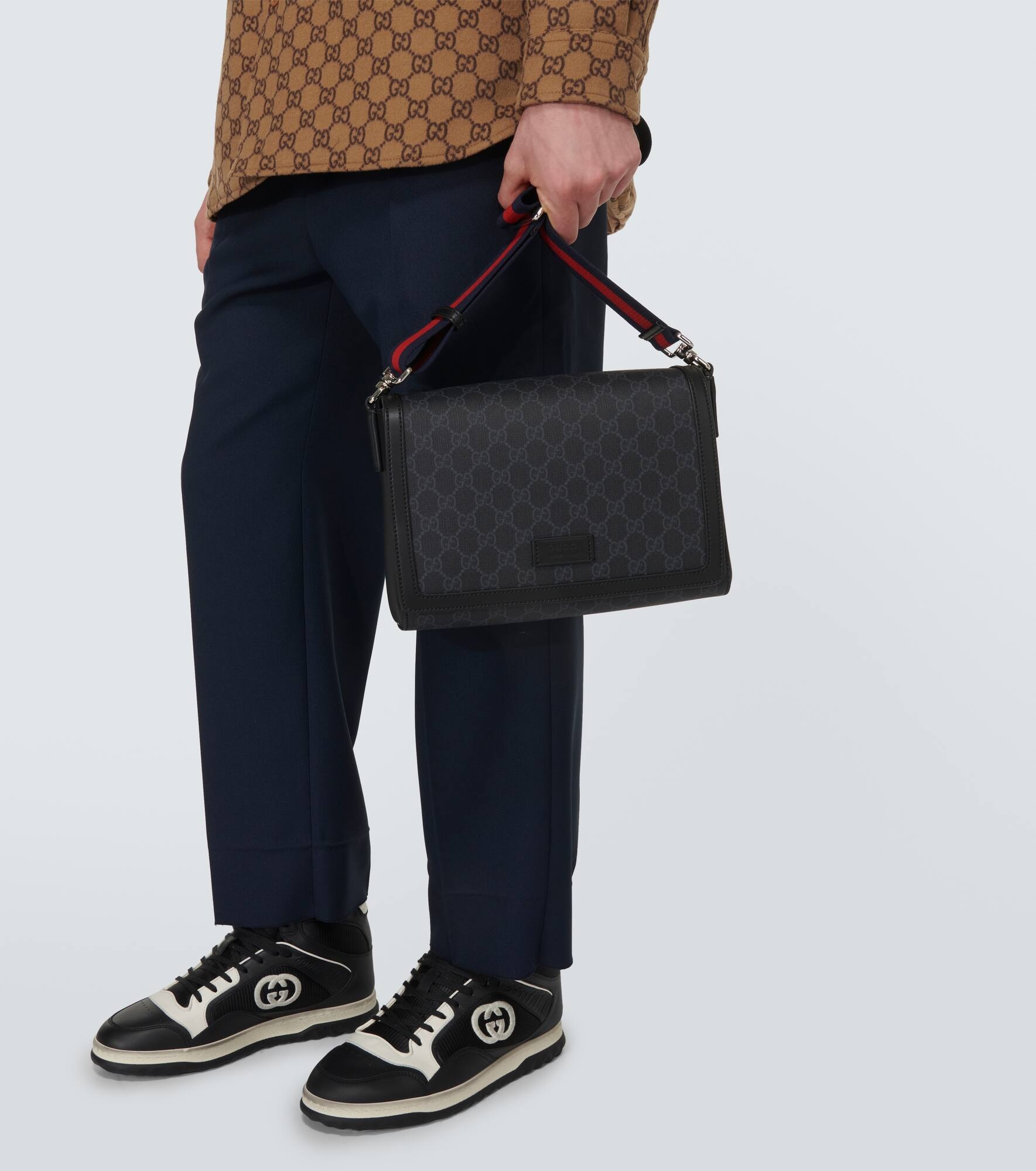 GG leather-trimmed crossbody bag - 2