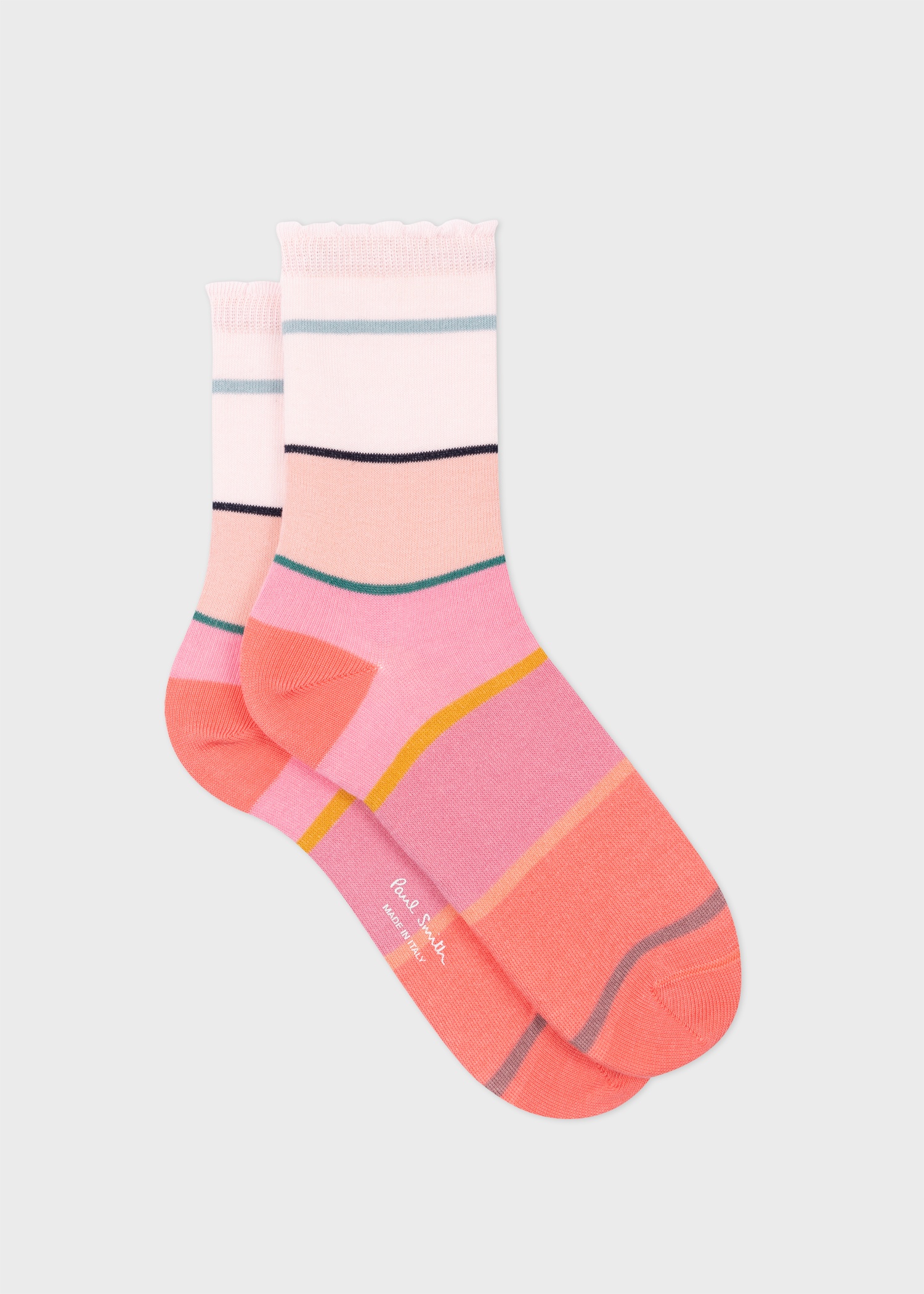 Women's Pink Stripe Frill Socks - 1